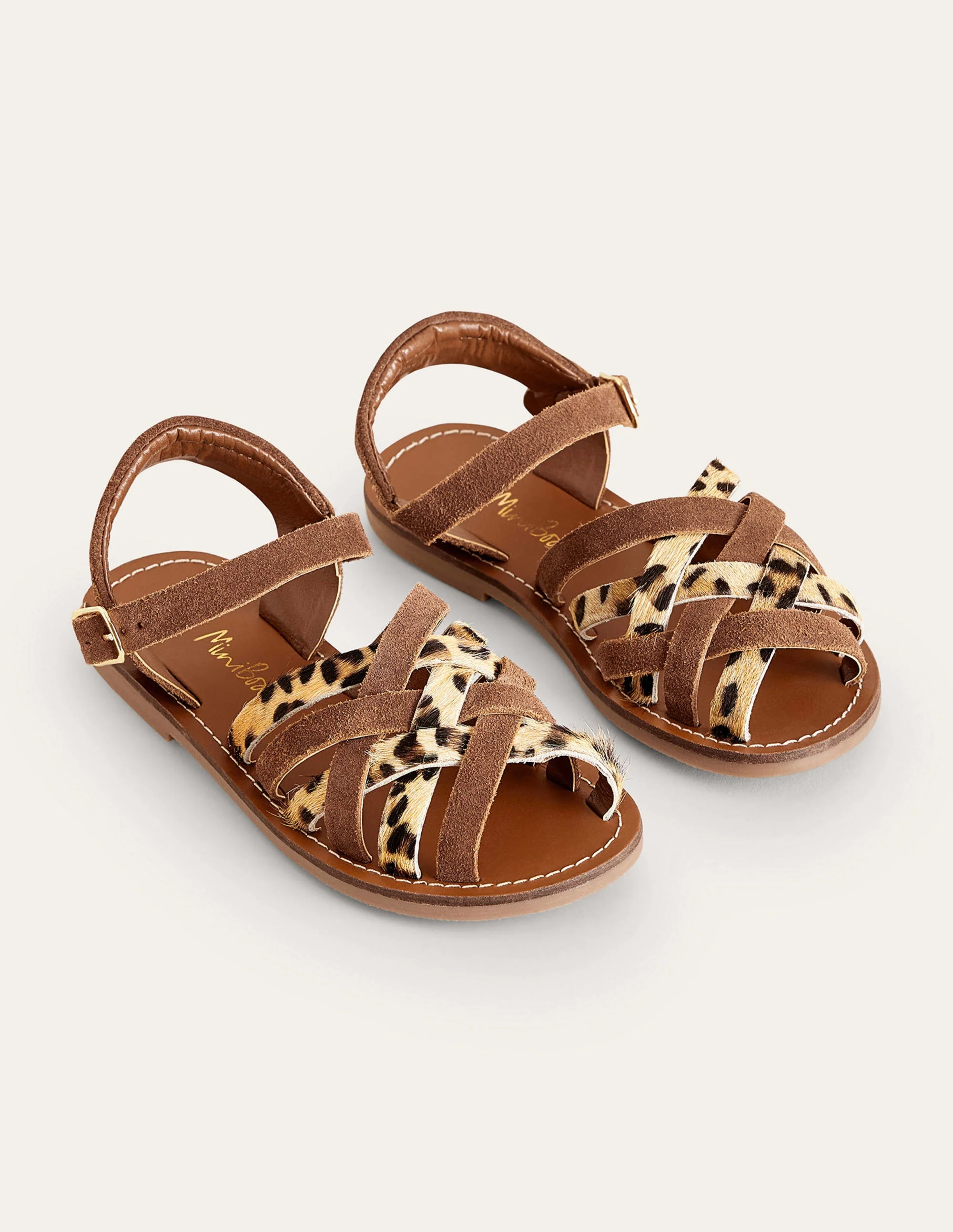 Strappy Sandals-Brown/Animal Combo - Image 2