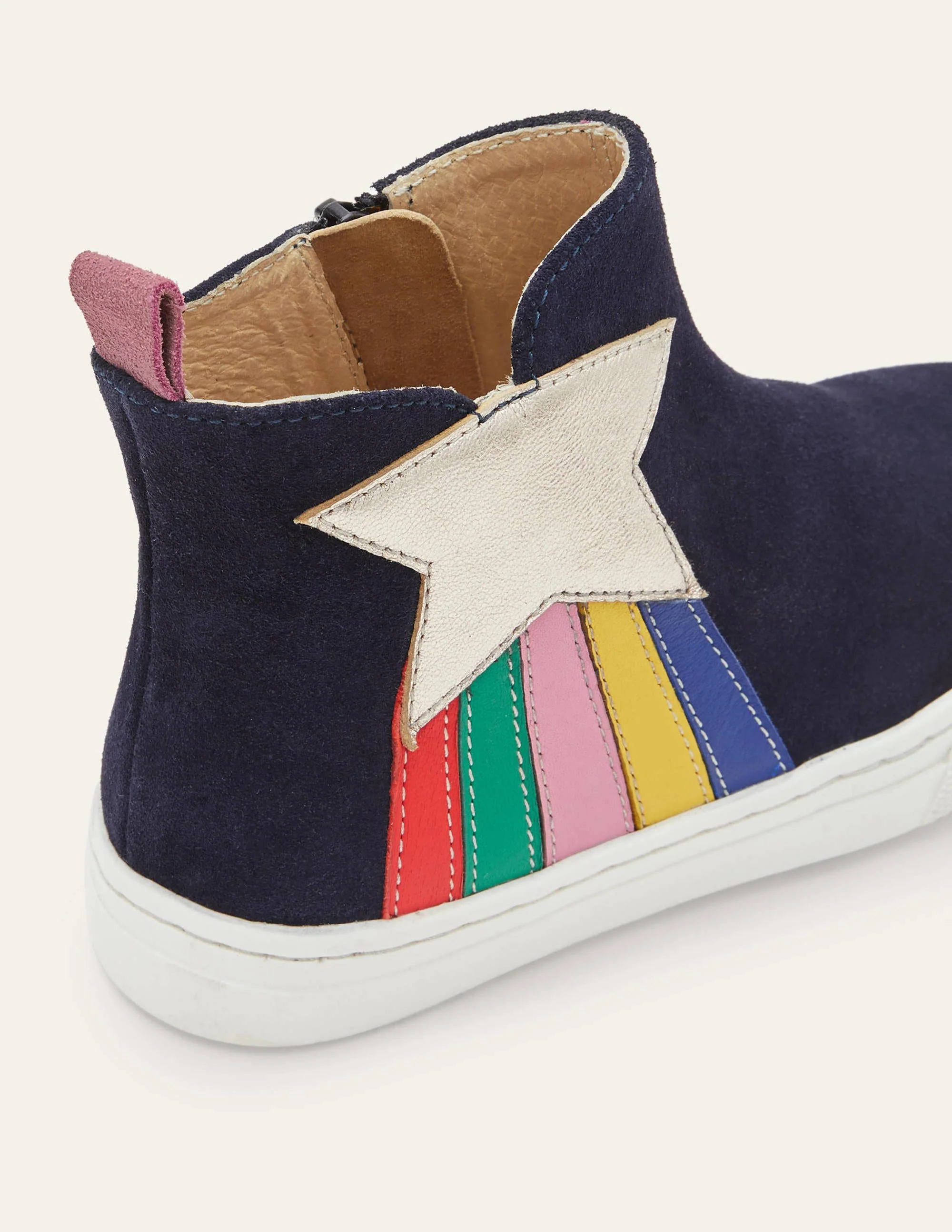 Suede Novelty Boots-College Navy Rainbow Star - Image 3