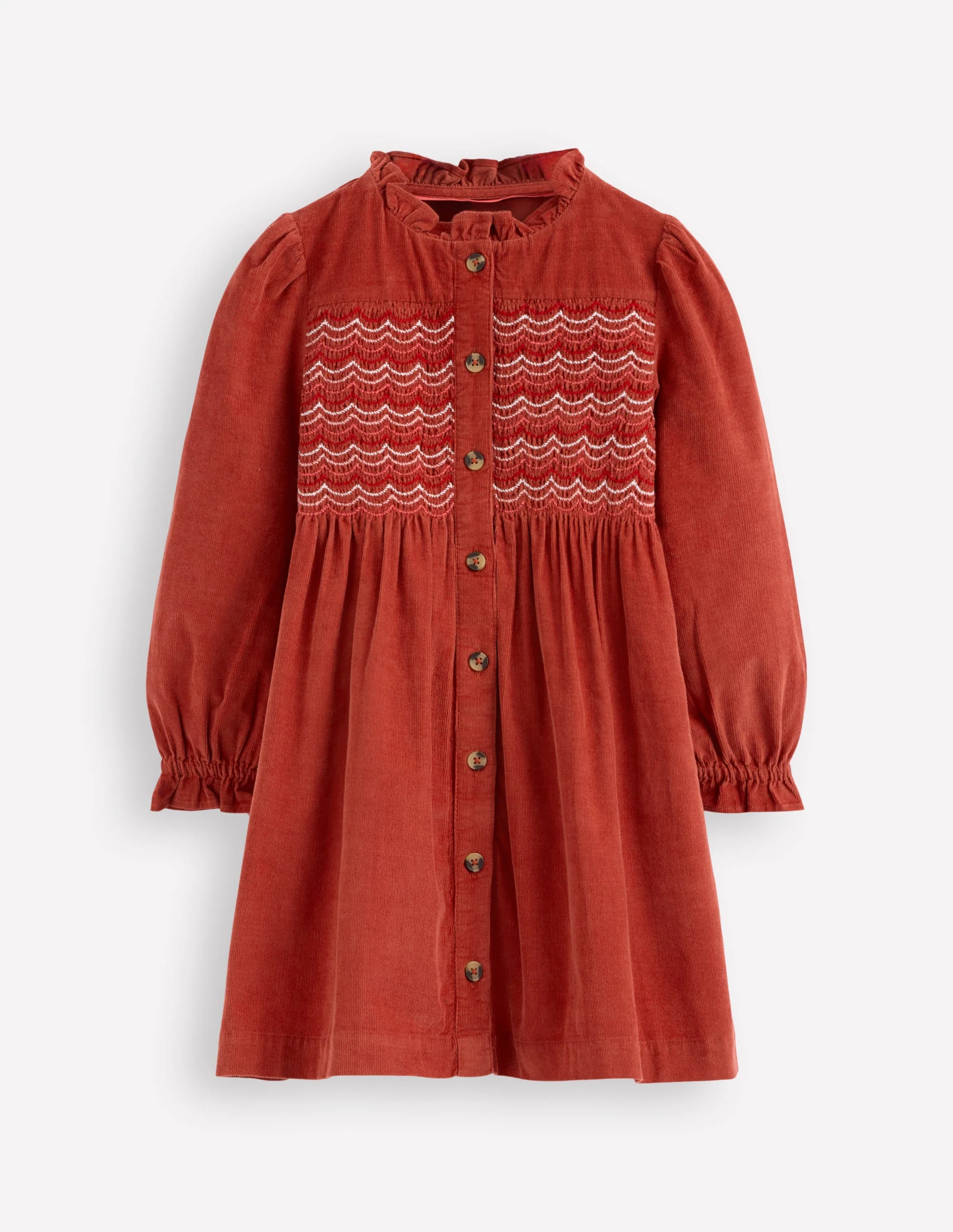 Suki Long Sleeve Smocked Dress-Copper