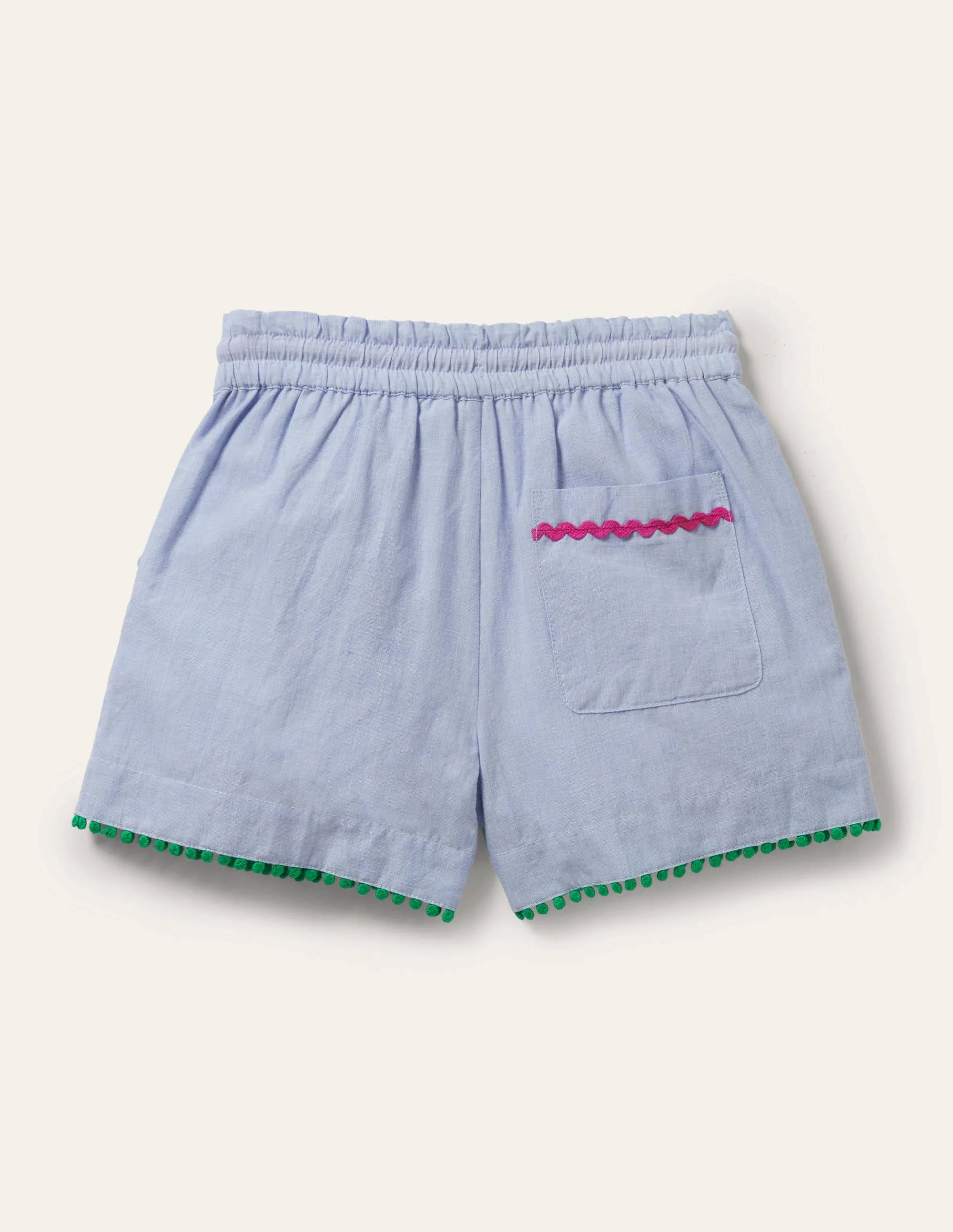 Tassel Trim Shorts-Chambray - Image 2