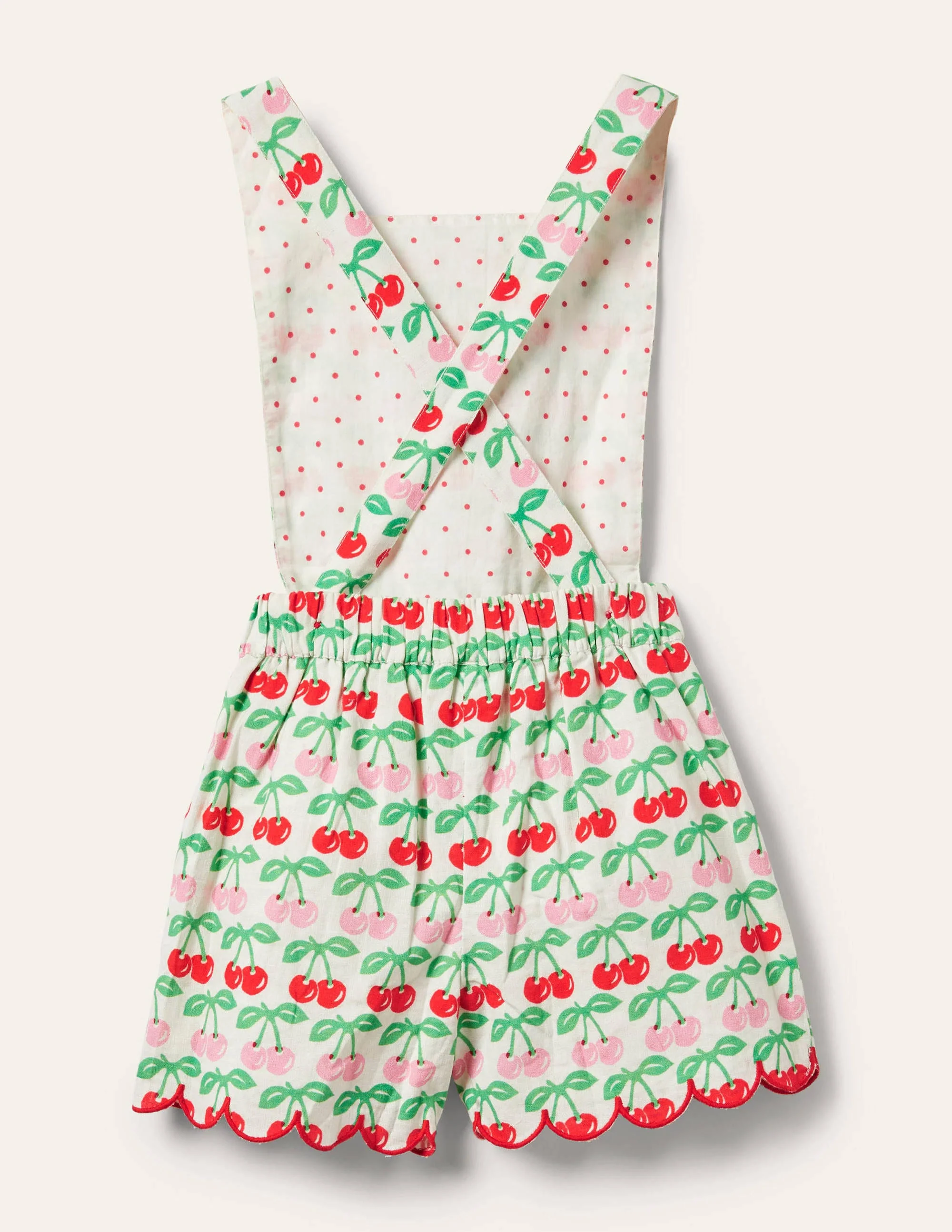 Tie-waist Scallop Playsuit-Molly Mahon Cherry - Image 2