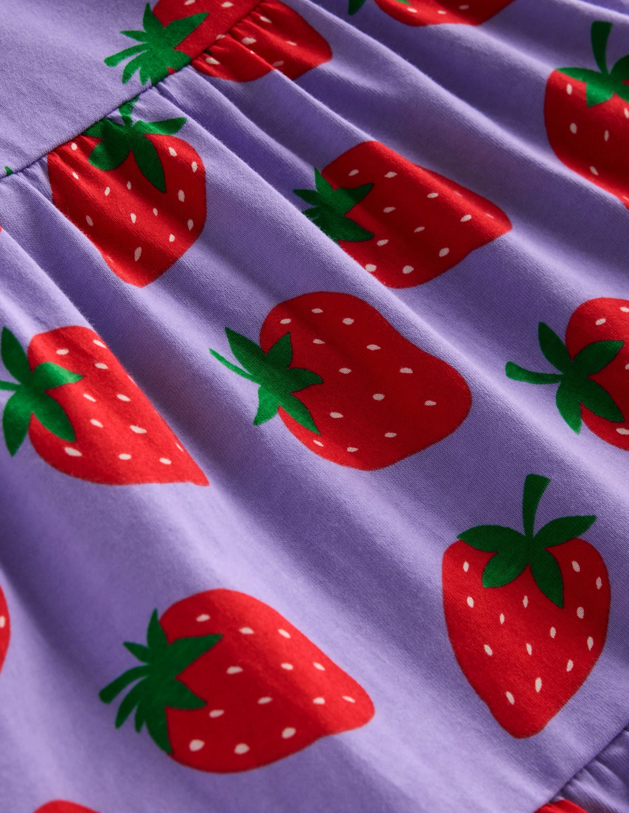 Tiered Flutter Jersey Dress-Parma Violet Strawberries - Image 3