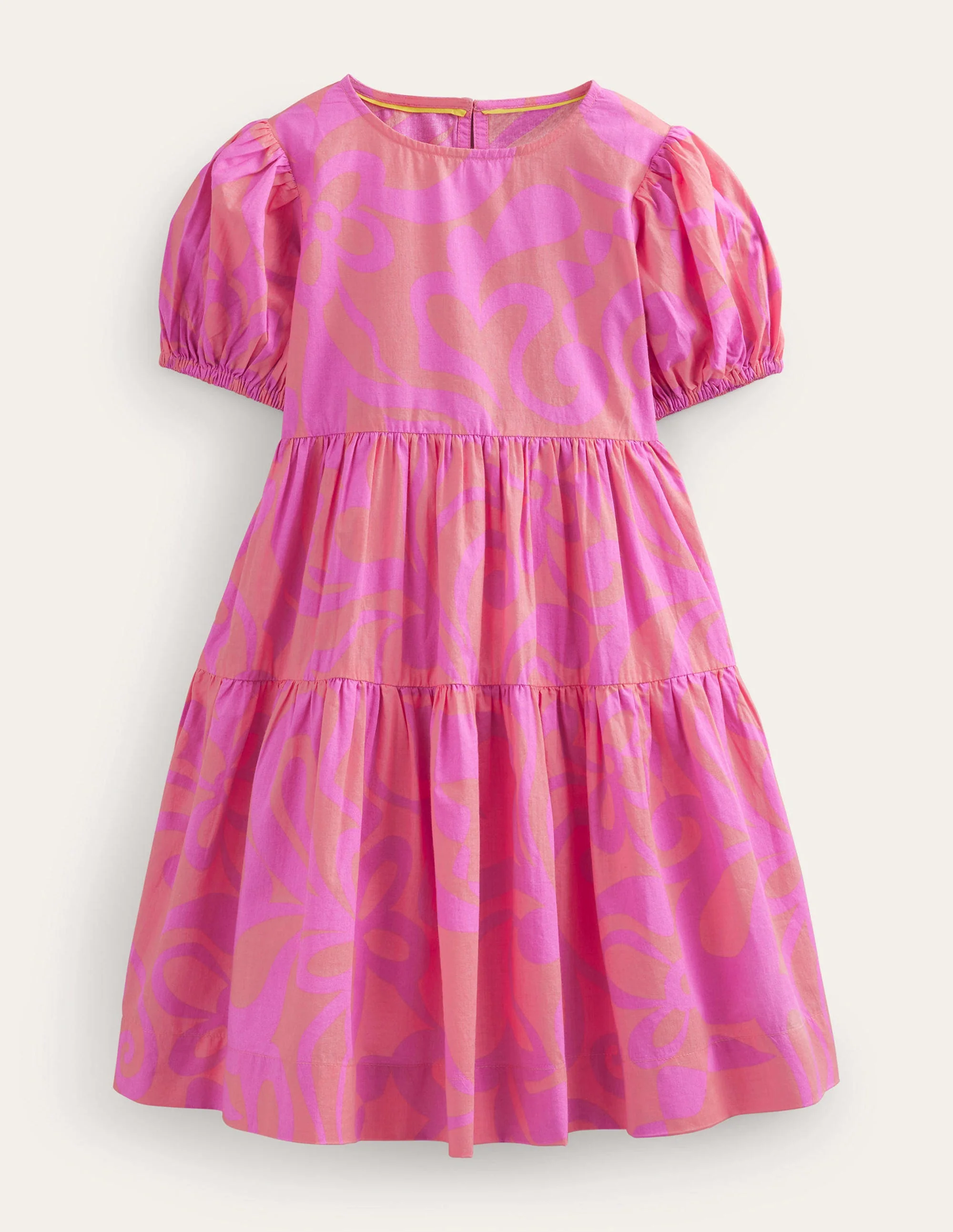 Tiered Printed Cotton Dress-Peach Punch Summer Stencil