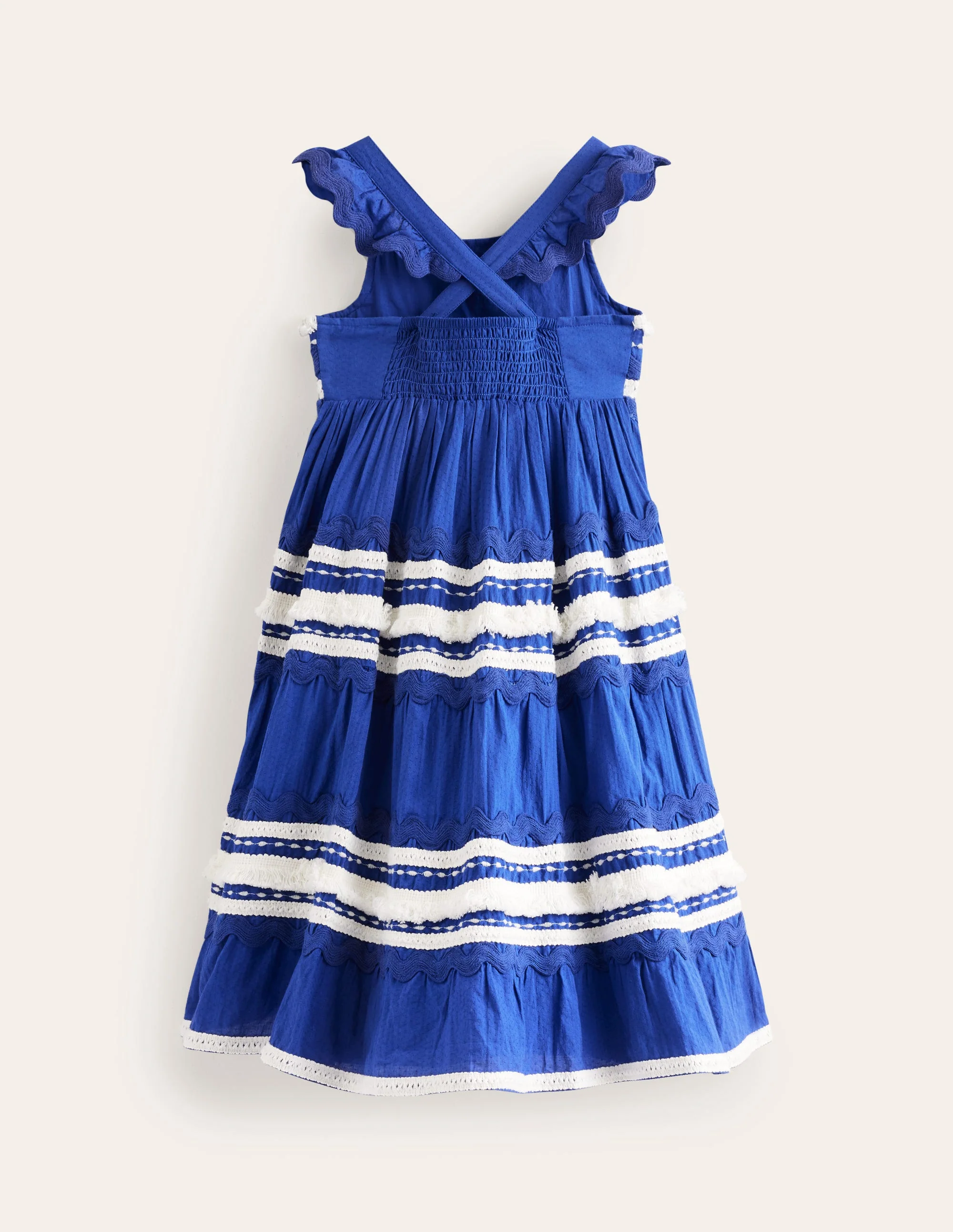 Tiered Twirly Ric Rac Dress-Sapphire Blue - Image 2