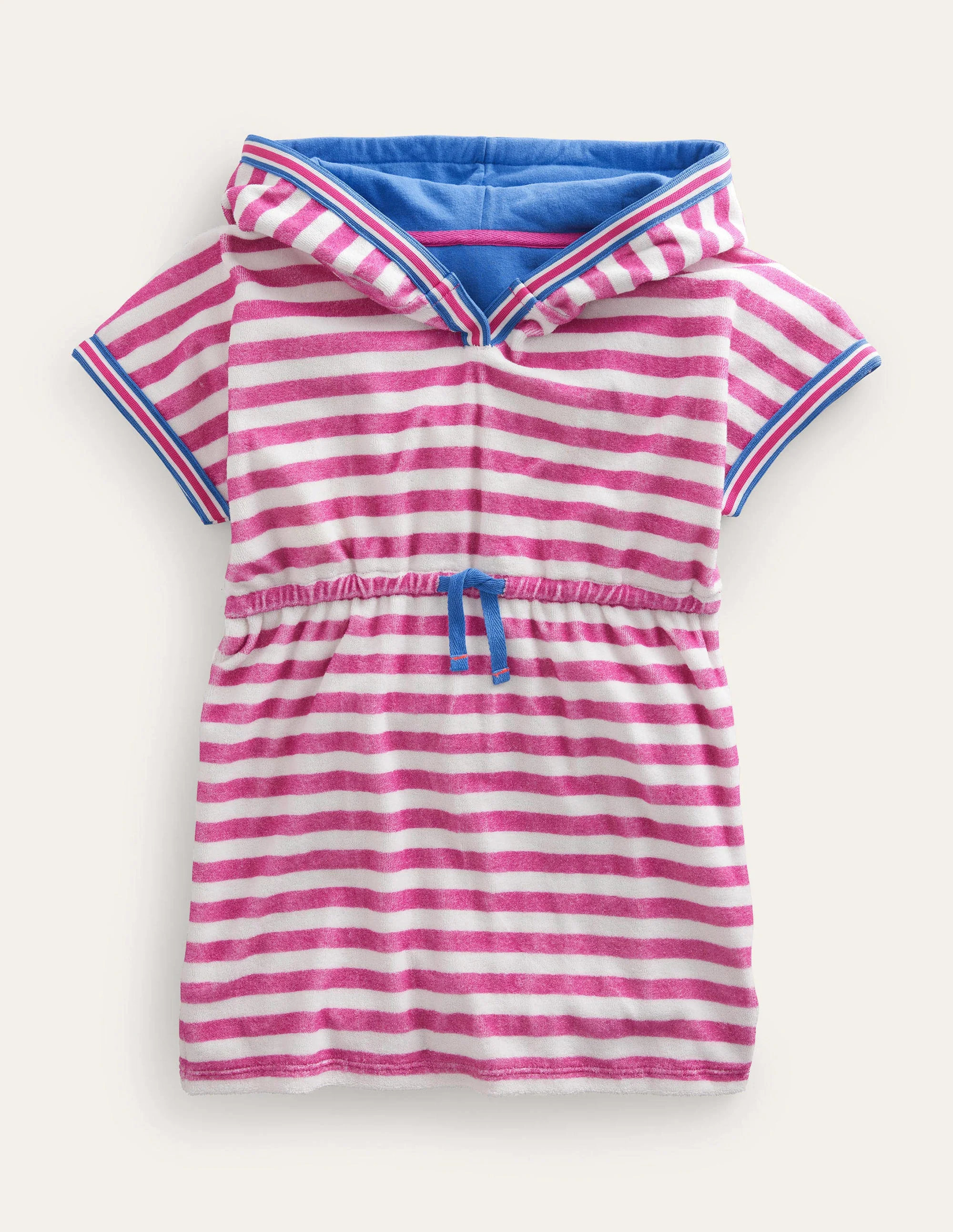 Towelling Dress-Amazing Pink/Ivory