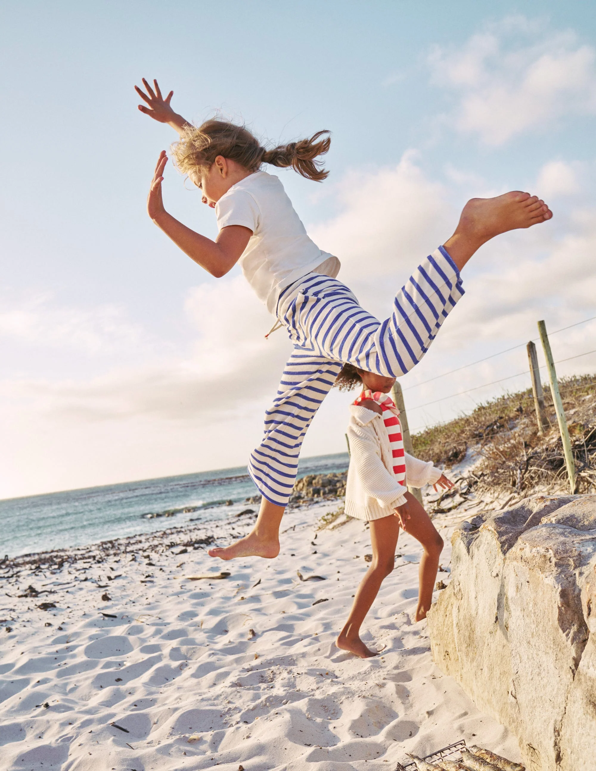 Towelling Trousers-Navy/ Ivory Stripe - Image 4