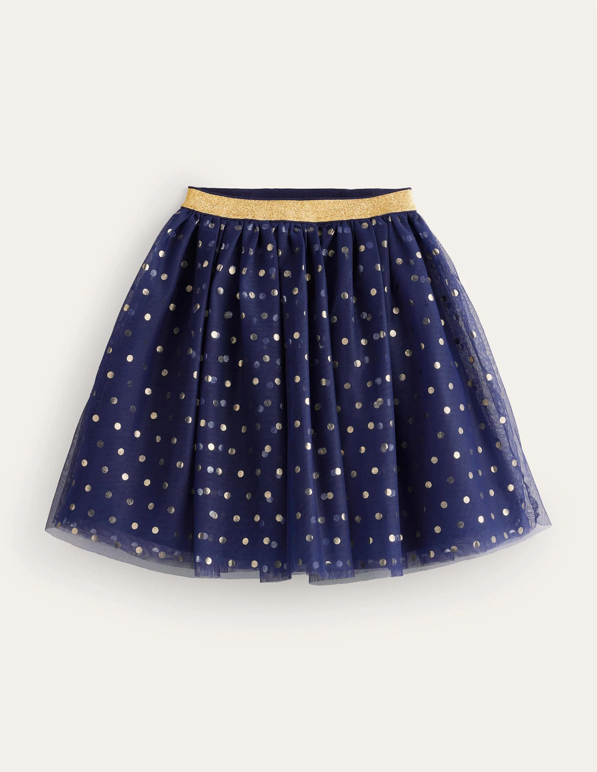 Tulle Metallic Midi Skirt-College Navy