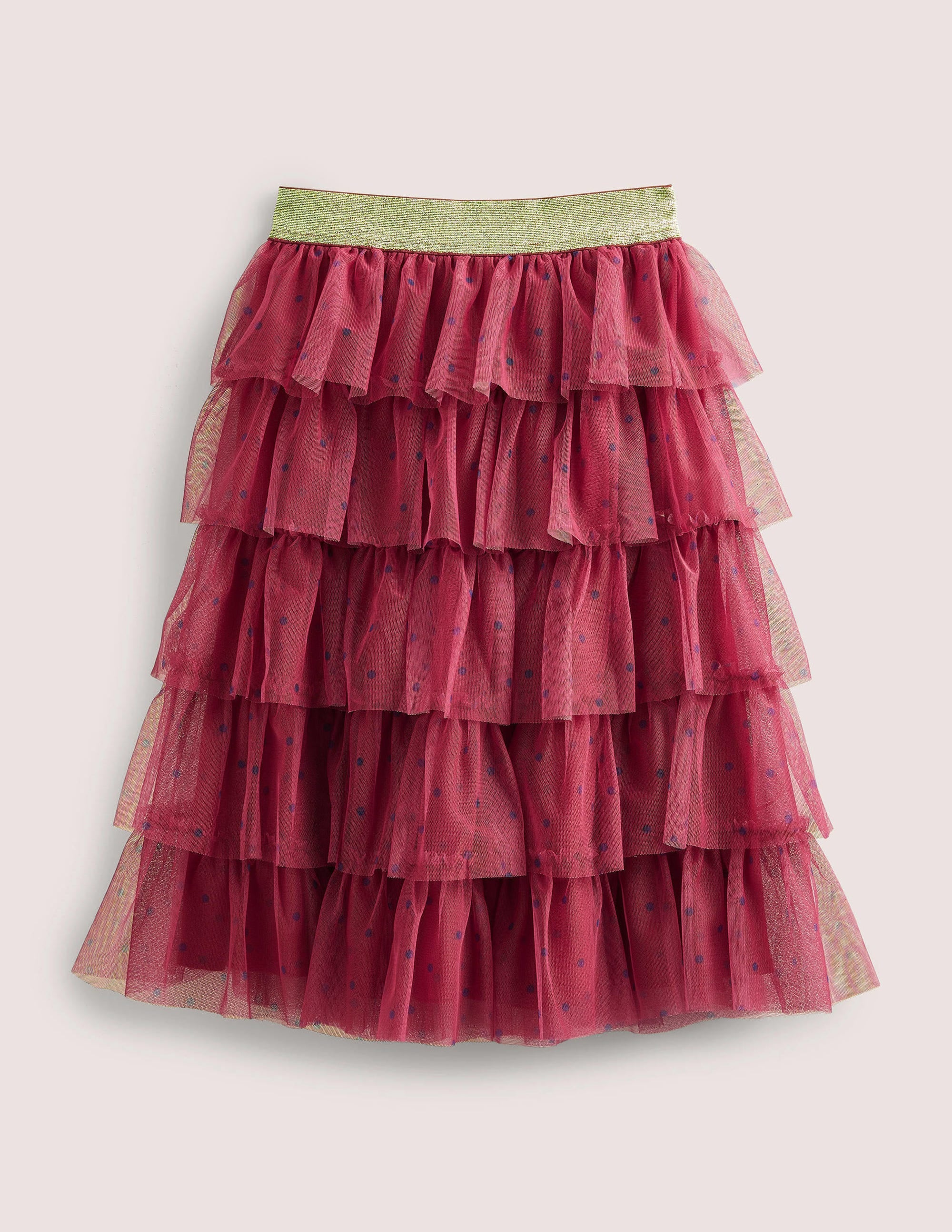 Tulle Midi Skirt-Damson and Navy Spot
