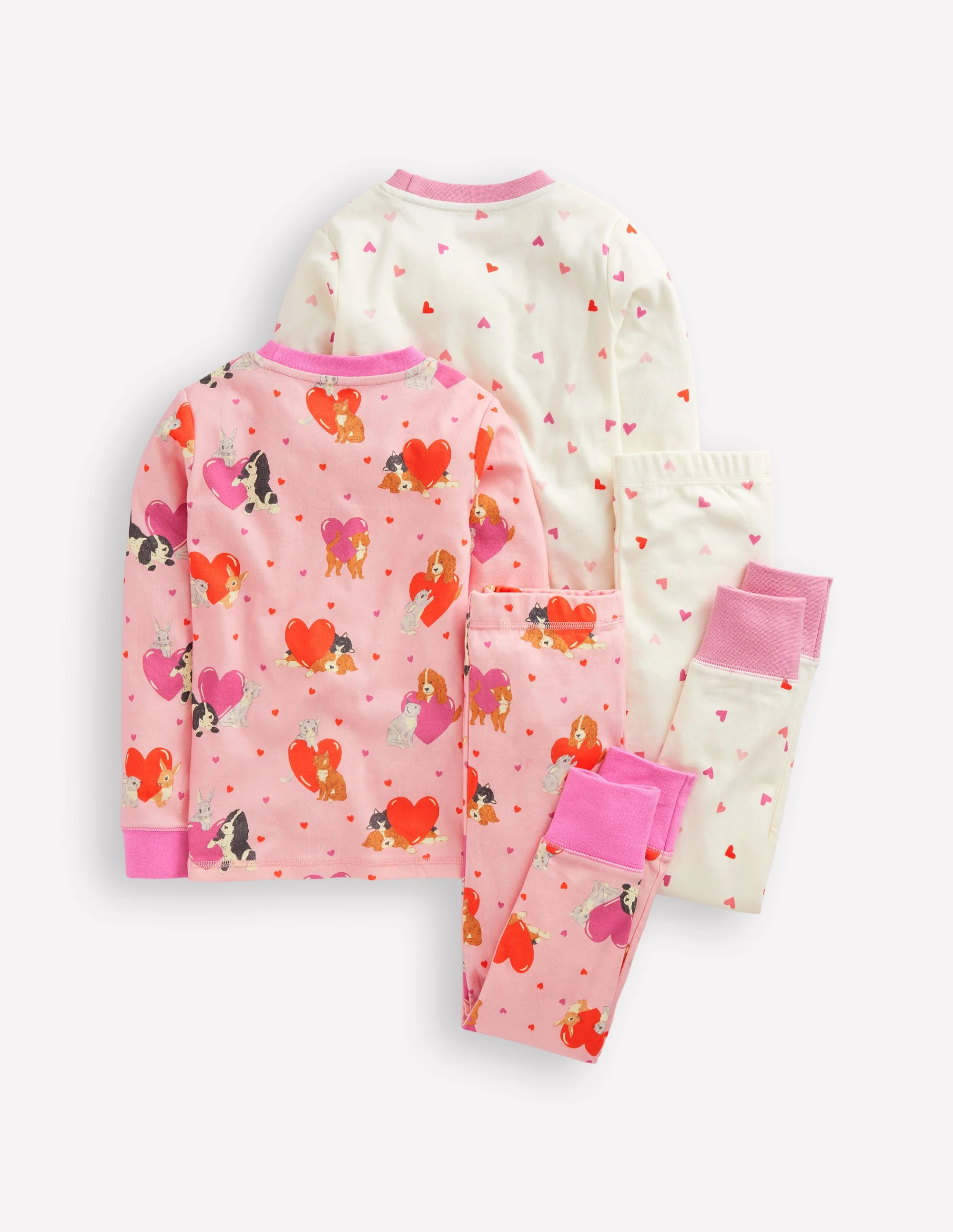 Twin Pack Snug Pyjamas-Chalk Pink Valentines - Image 2