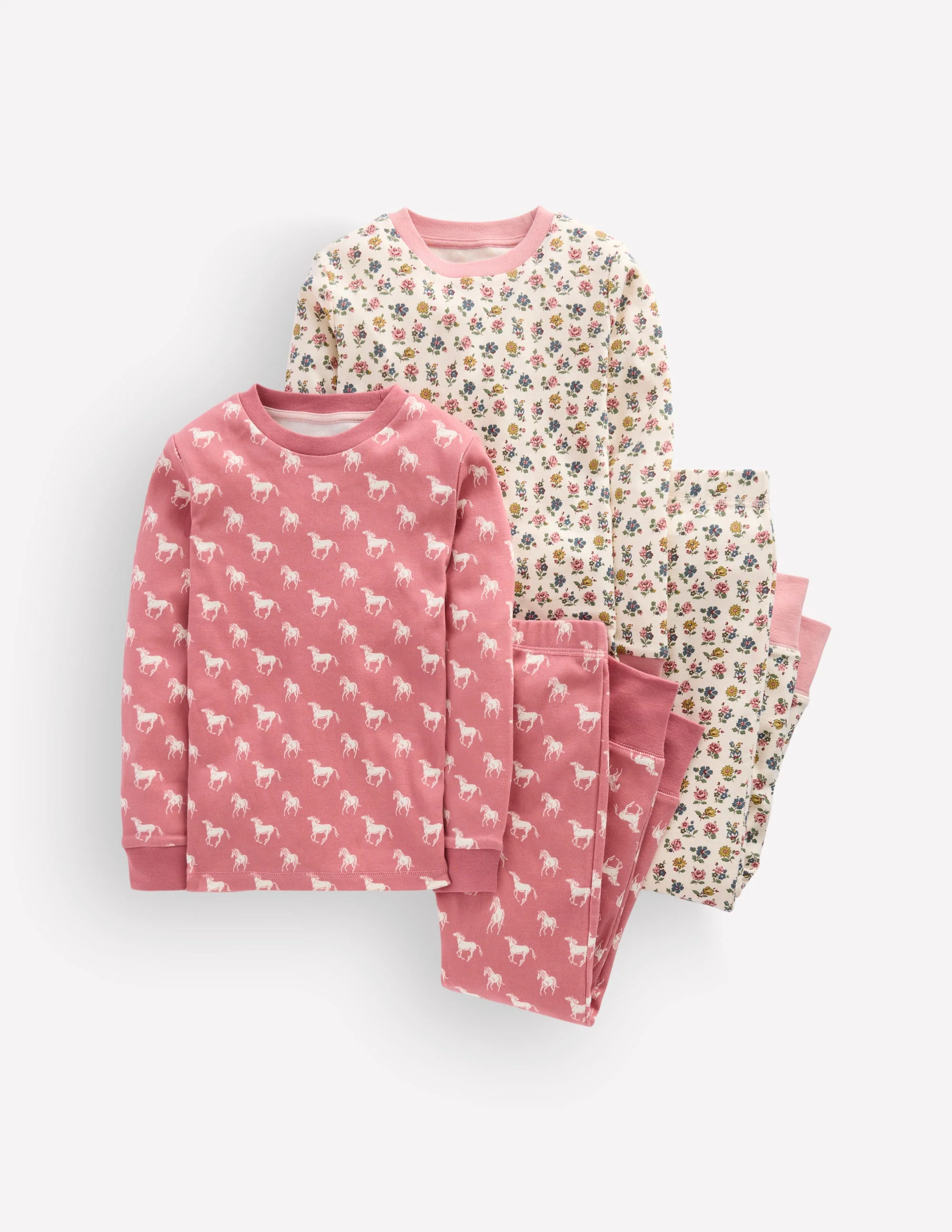 Twin Pack Snug Pyjamas-Vintage Rose Horses