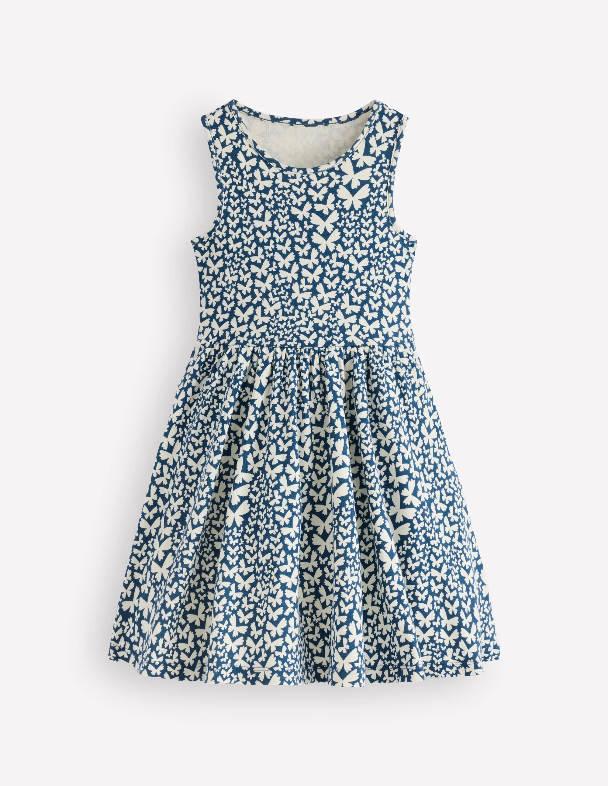 Twirly Jersey Dress-Blue Butterfly