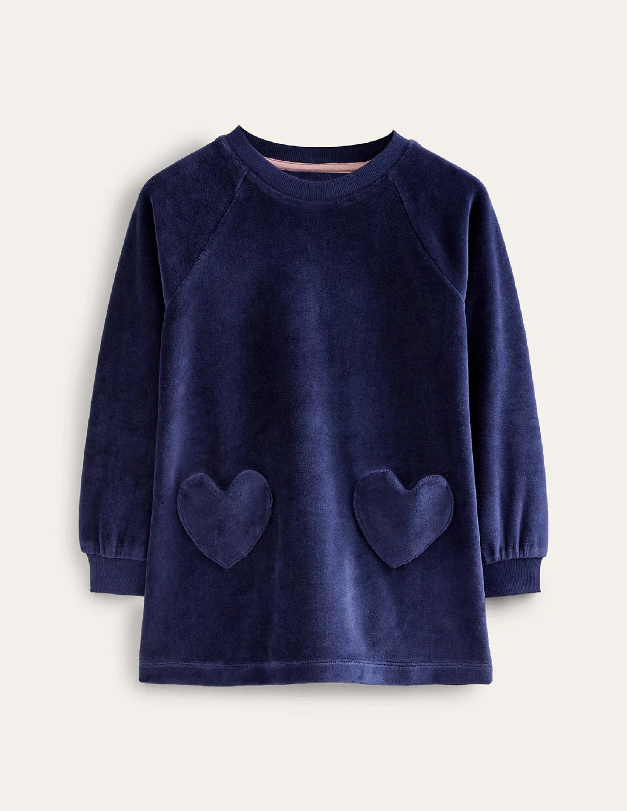 Velour Heart Pocket Tunic-College Navy