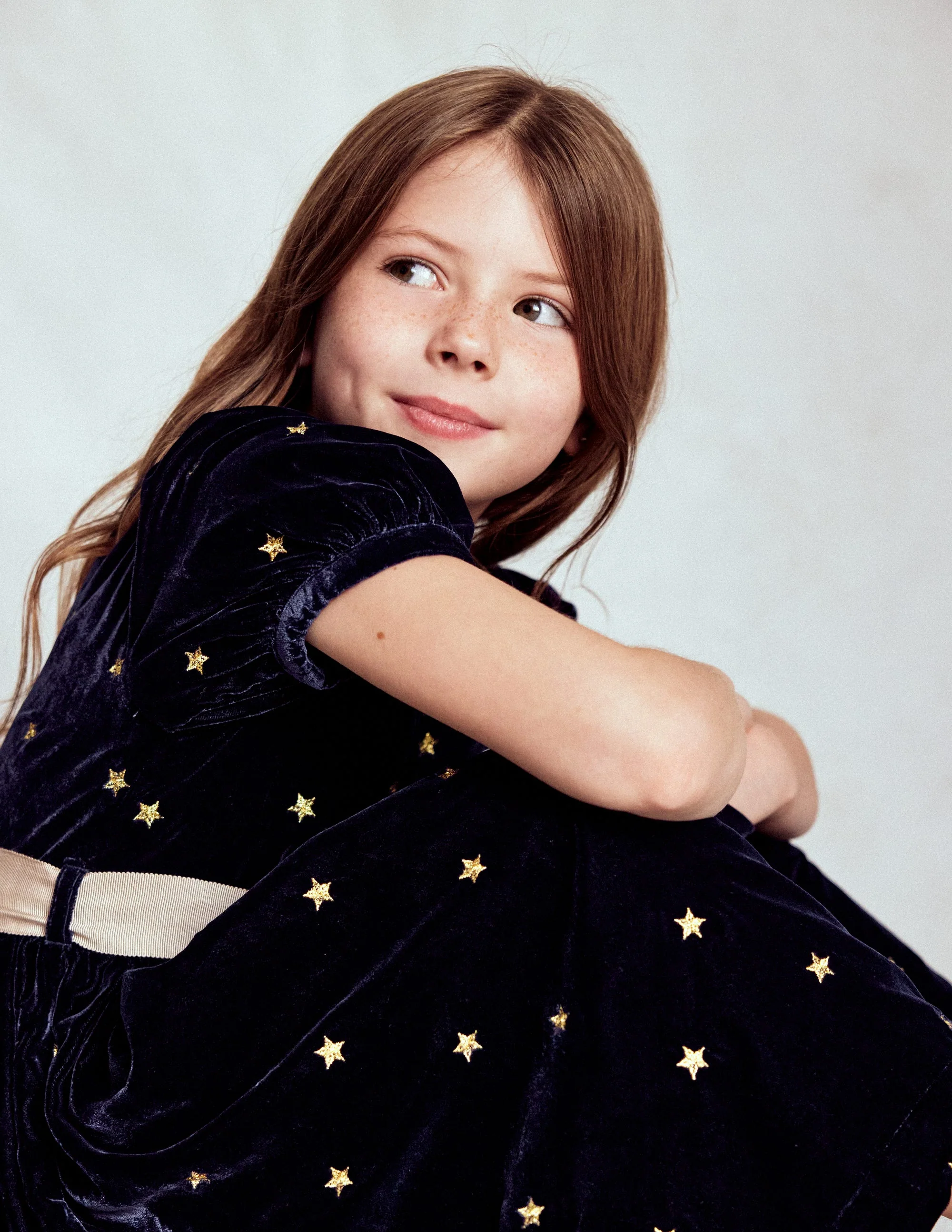 Velvet Party dress-College Navy Gold Stars - Image 4
