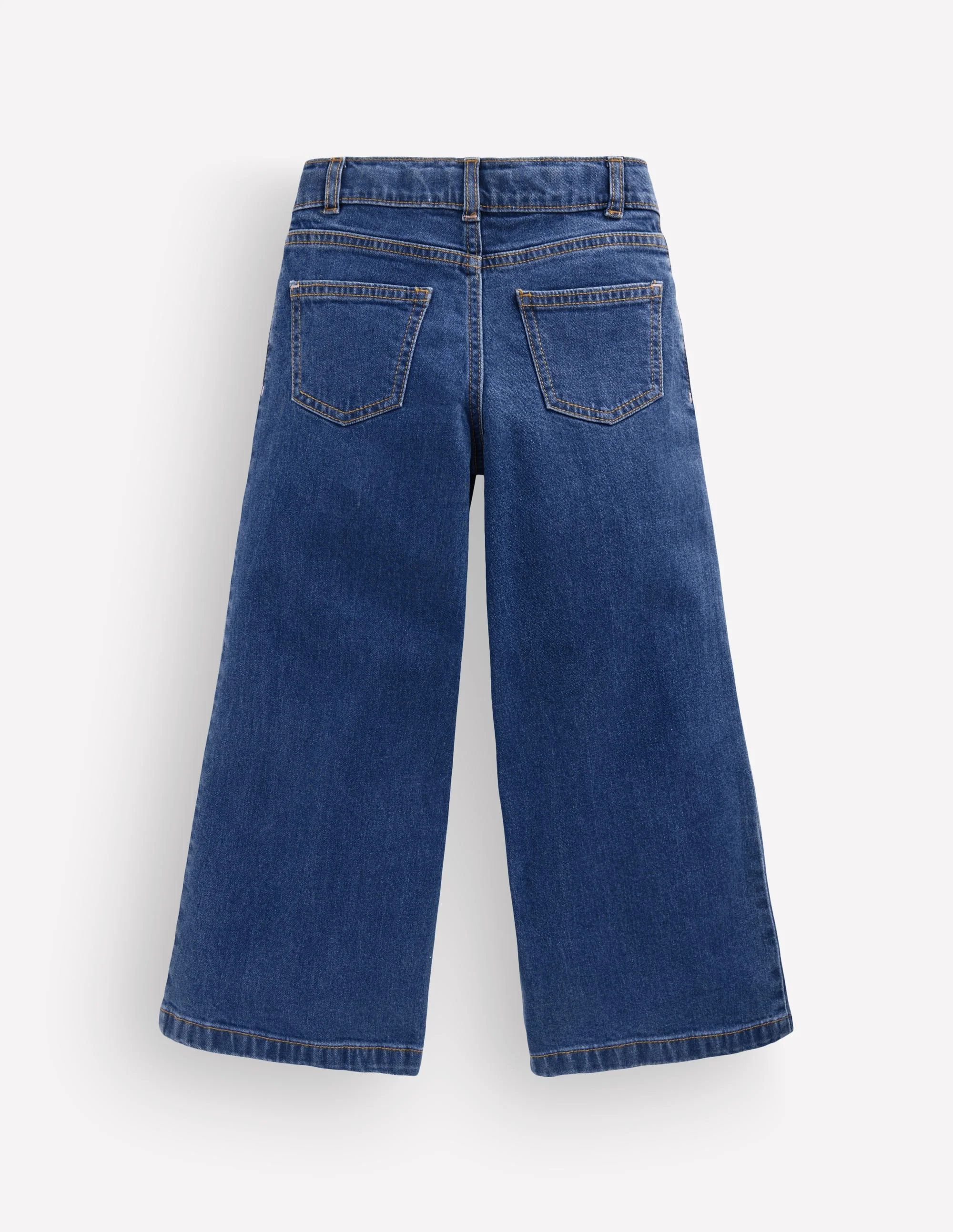 Wide Leg Jeans-Mid Wash Heart Applique - Image 2