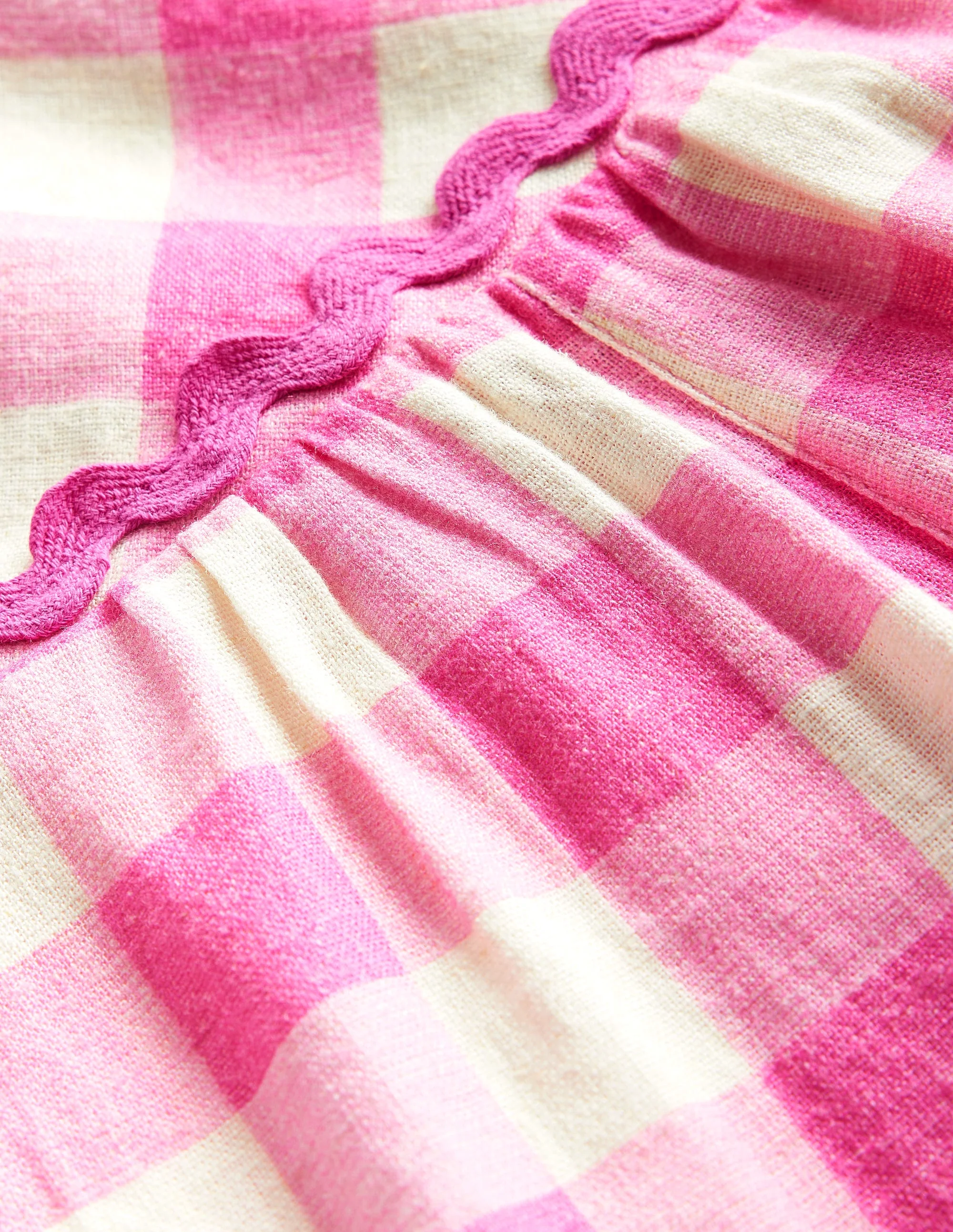 Wide Leg Ric Rac Jumpsuit-Pink Gingham - Image 3