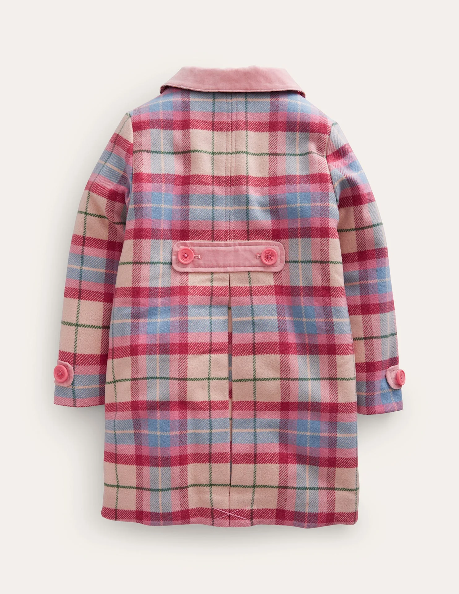 Wonderful Wool Blend Coat-Pastel Pink / Blue Check - Image 2