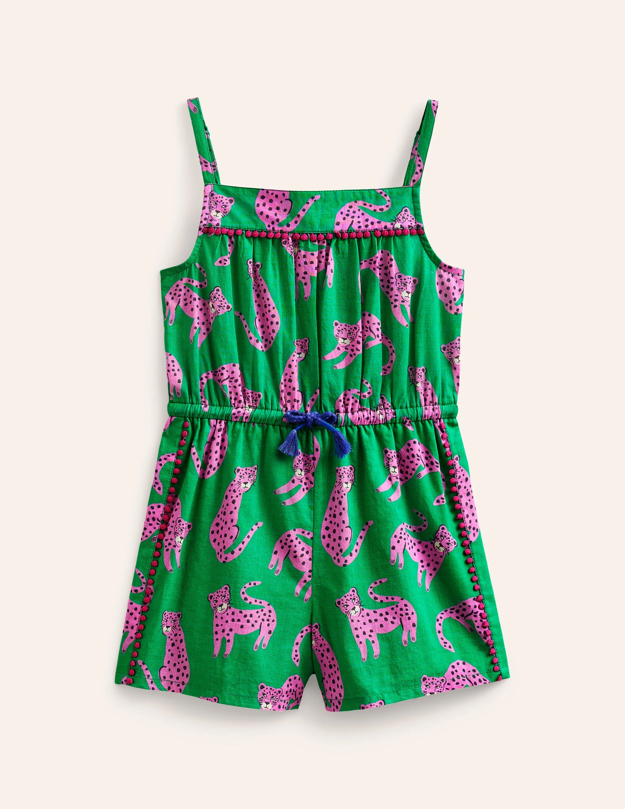 Woven Holiday Playsuit-Green Leopard