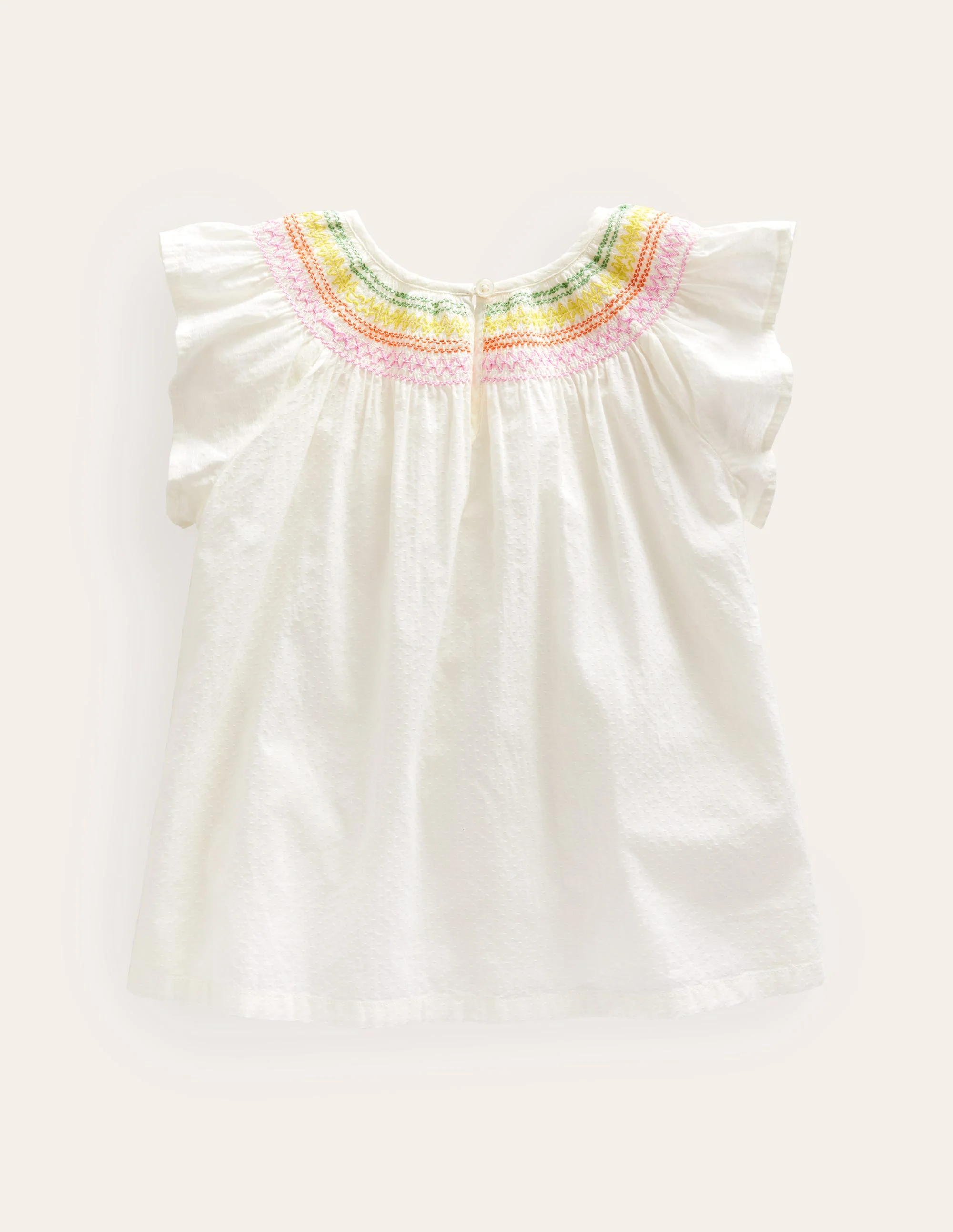 Woven Smocked Top-Ivory Rainbow Smocking - Image 2