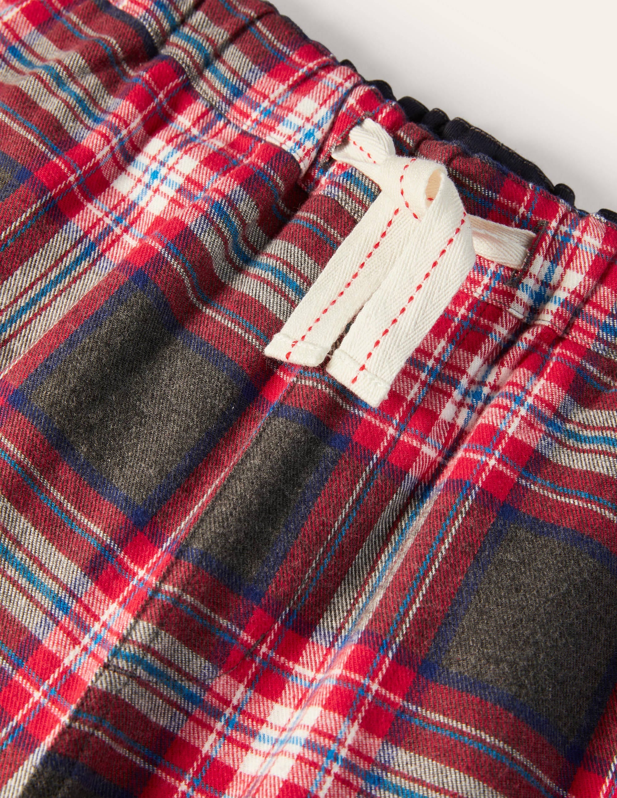 Brushed Cotton Pyjama Bottoms-Charcoal Marl/Chorizo Check - Image 6