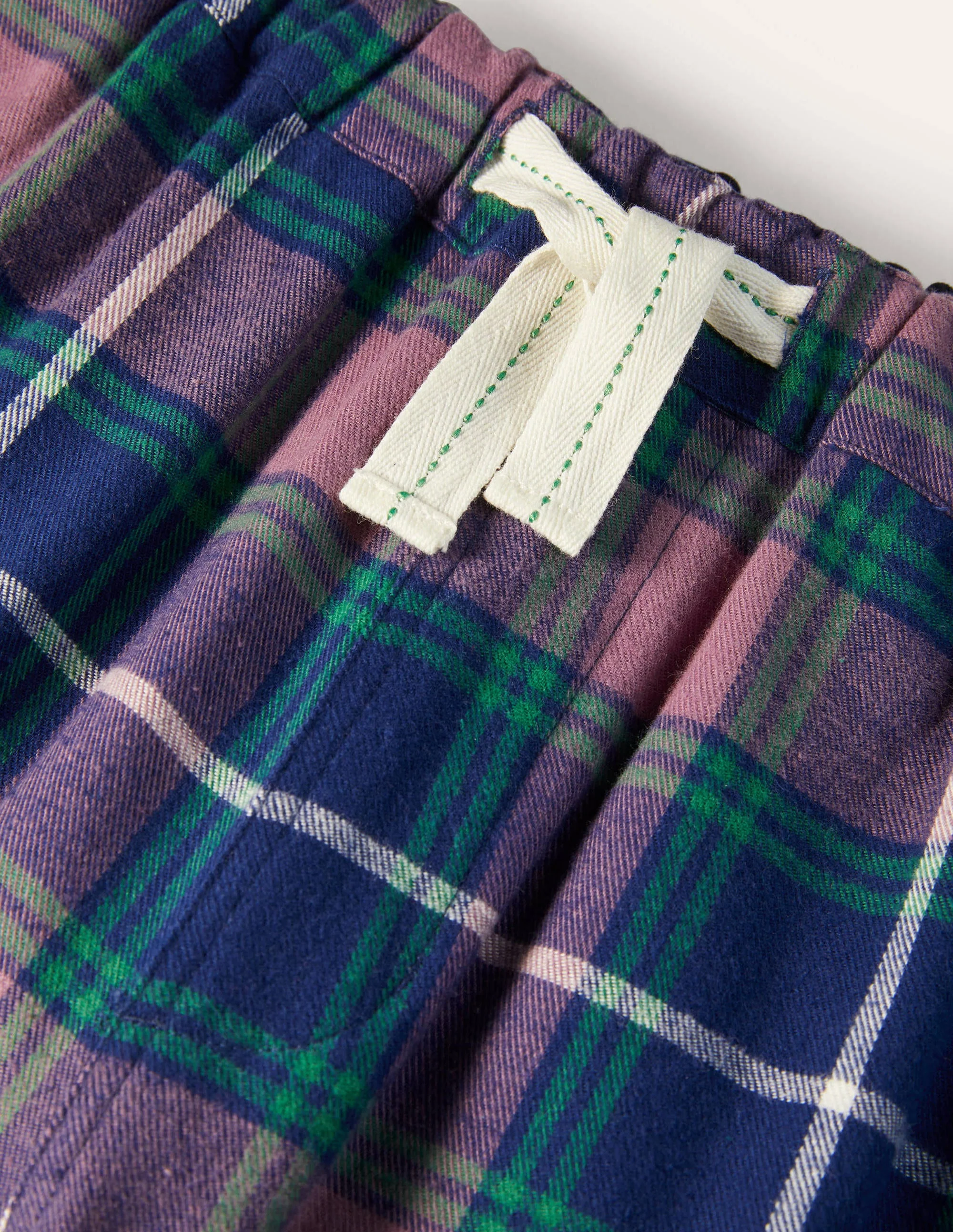 Brushed Cotton Pyjama Bottoms-Space Blue/Dusky Mauve Check - Image 6