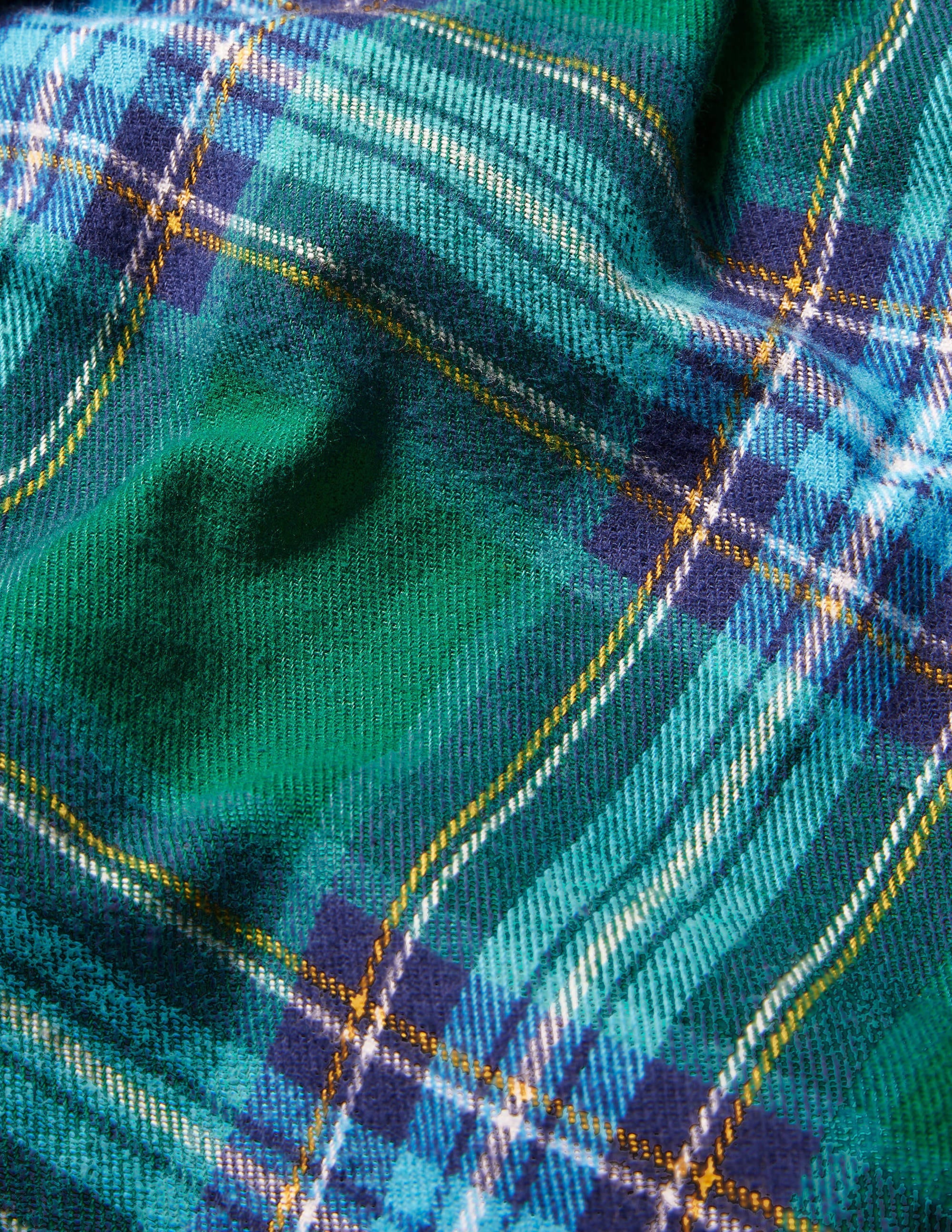 Brushed Cotton Pyjama Shorts-Forest/Cerulean Blue Check - Image 6