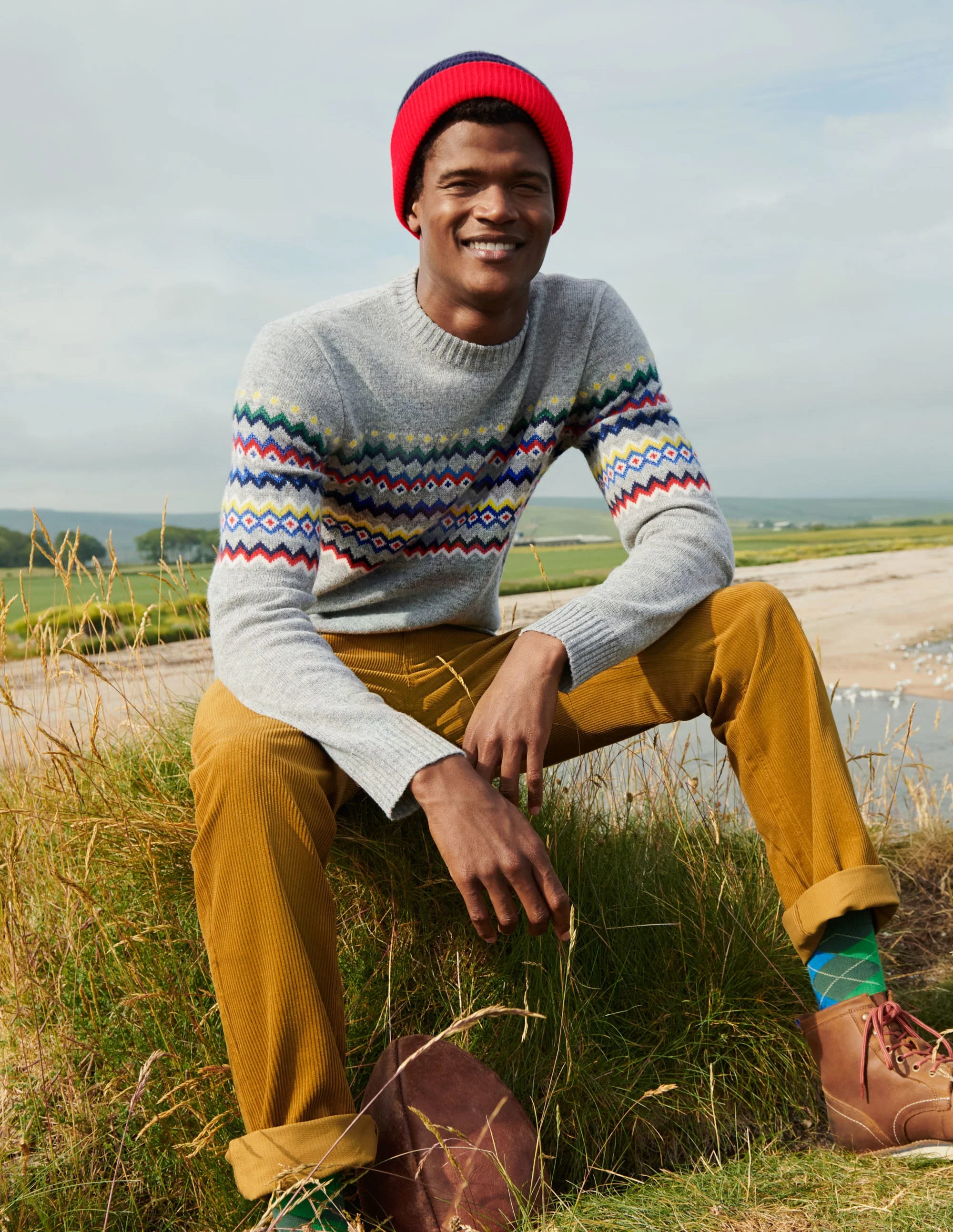 Brushed Lambswool Jumper-Fairisle Grey Marl - Image 6
