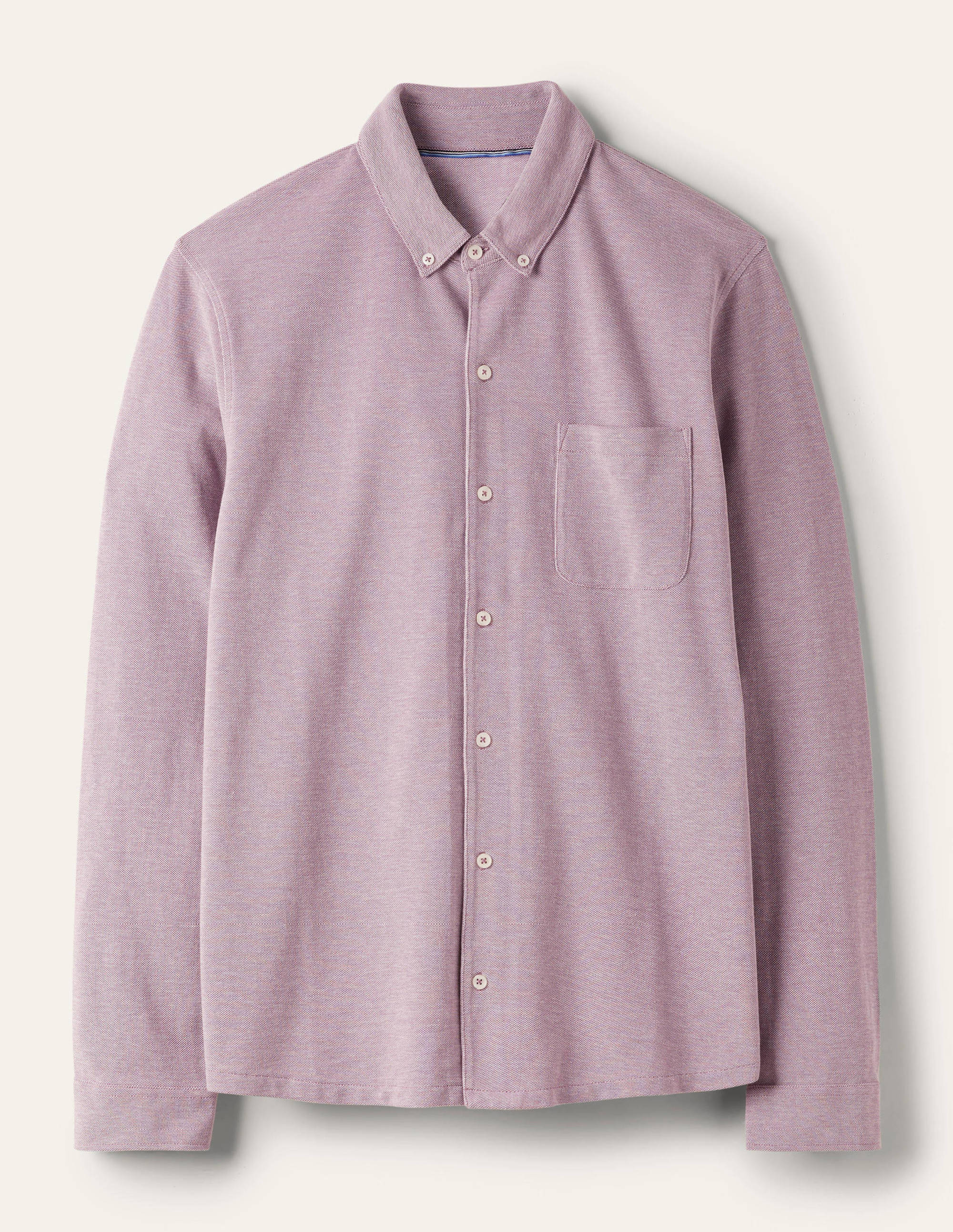 Button Down Piqué Shirt-Grape Jam/Snowdrop Oxford - Image 6