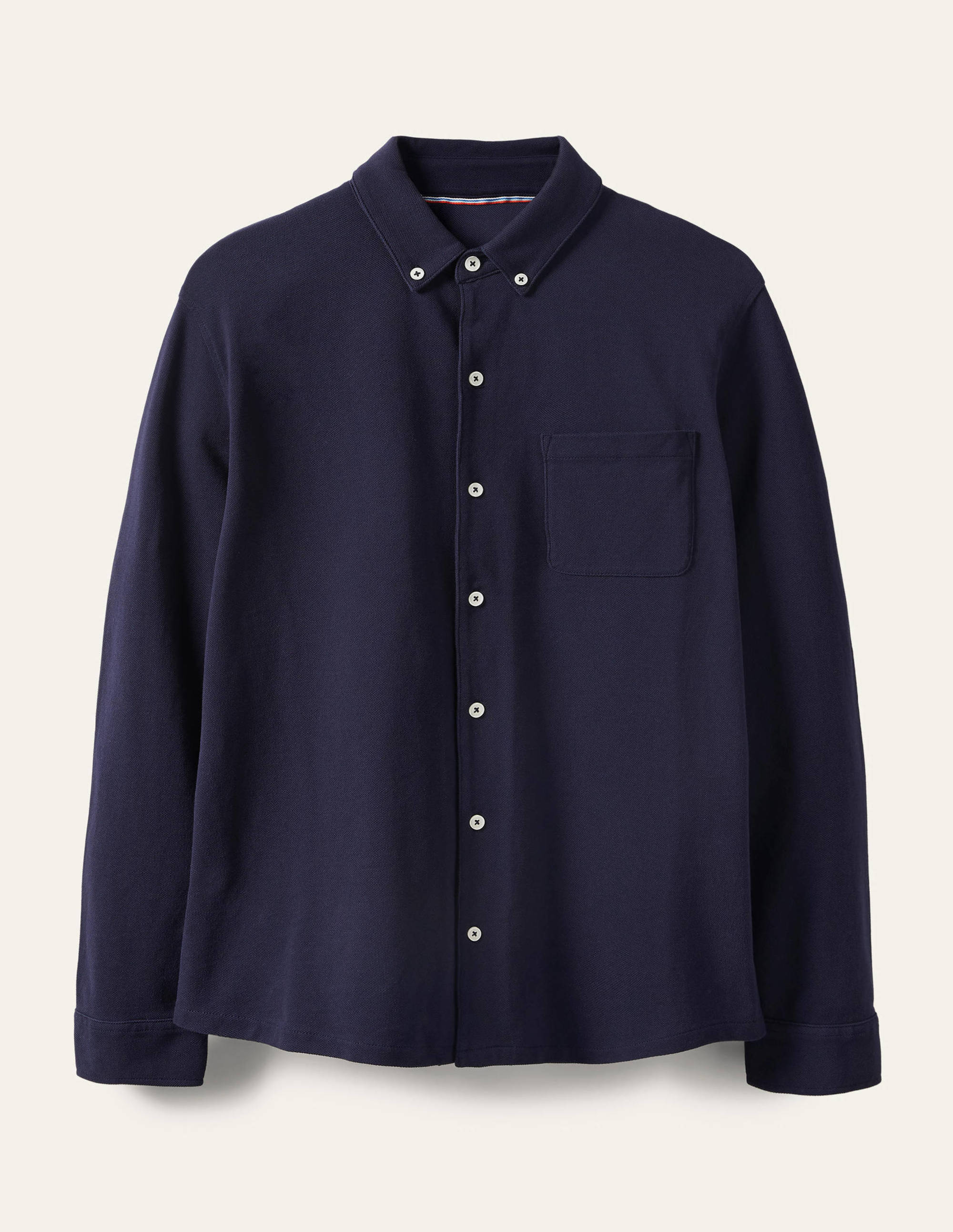 Button Down Piqué Shirt-Navy - Image 5