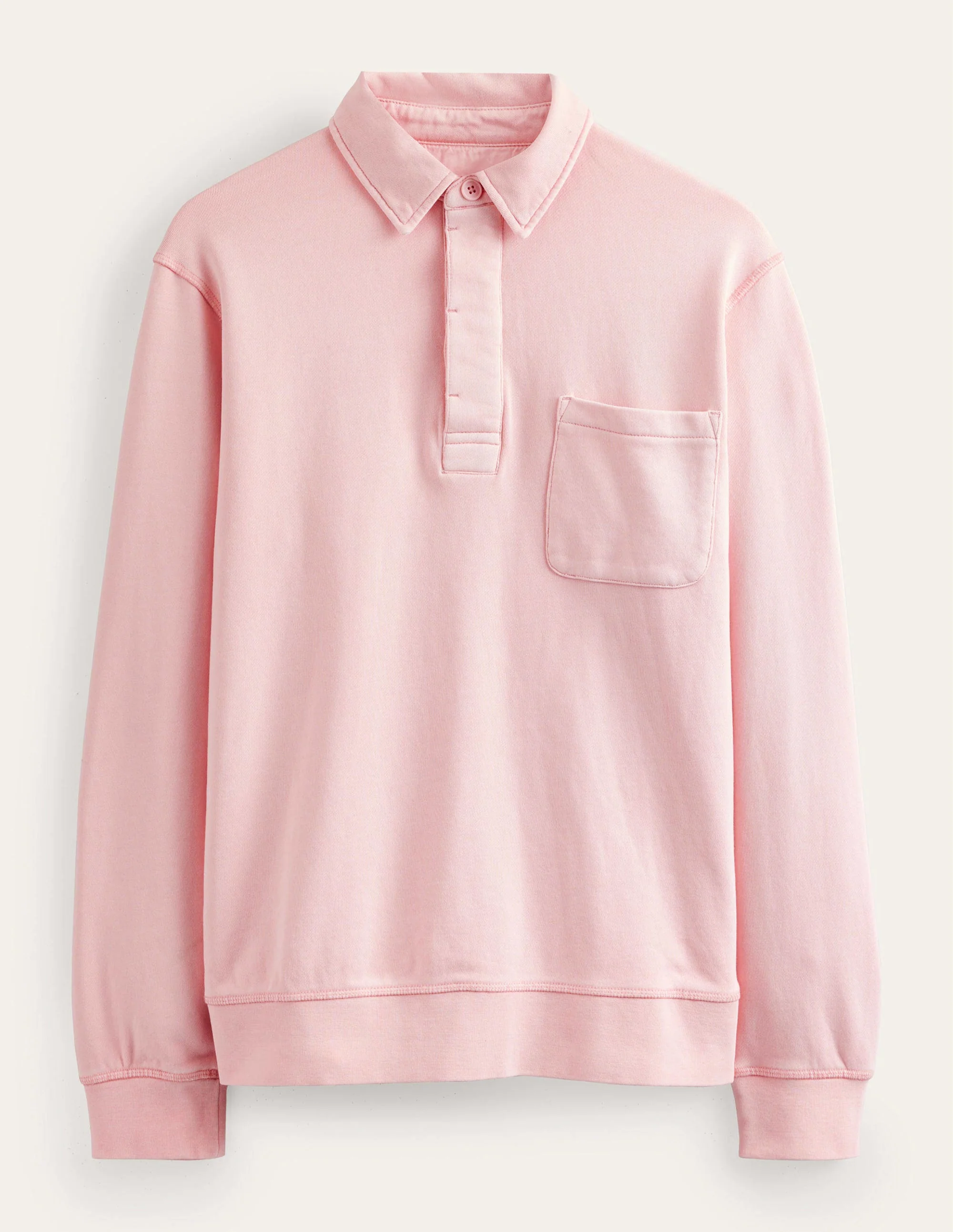 Button Neck Sweatshirt-Lotus Pink