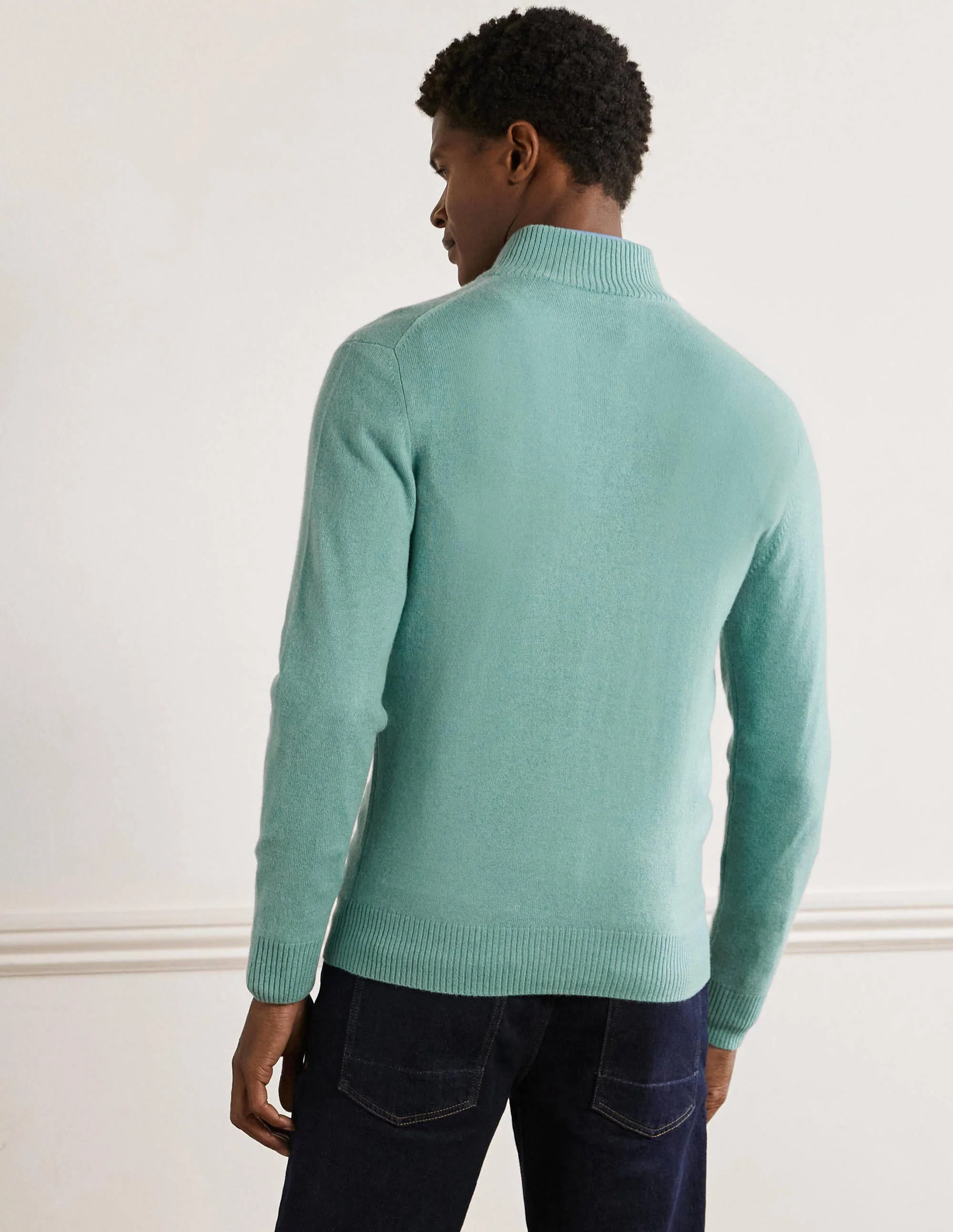 Cashmere Half-Zip Jumper-Brittany Blue - Image 3