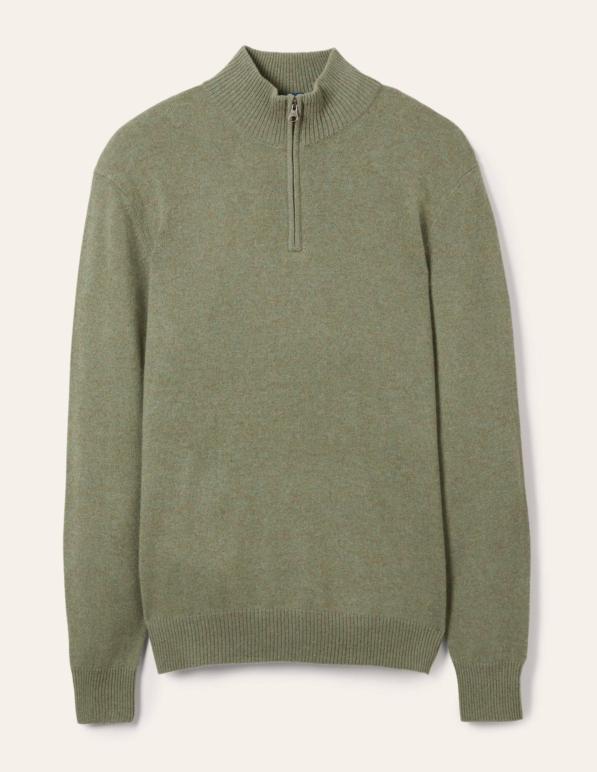 Cashmere Half-Zip Jumper-Dark Sage Melange - Image 5