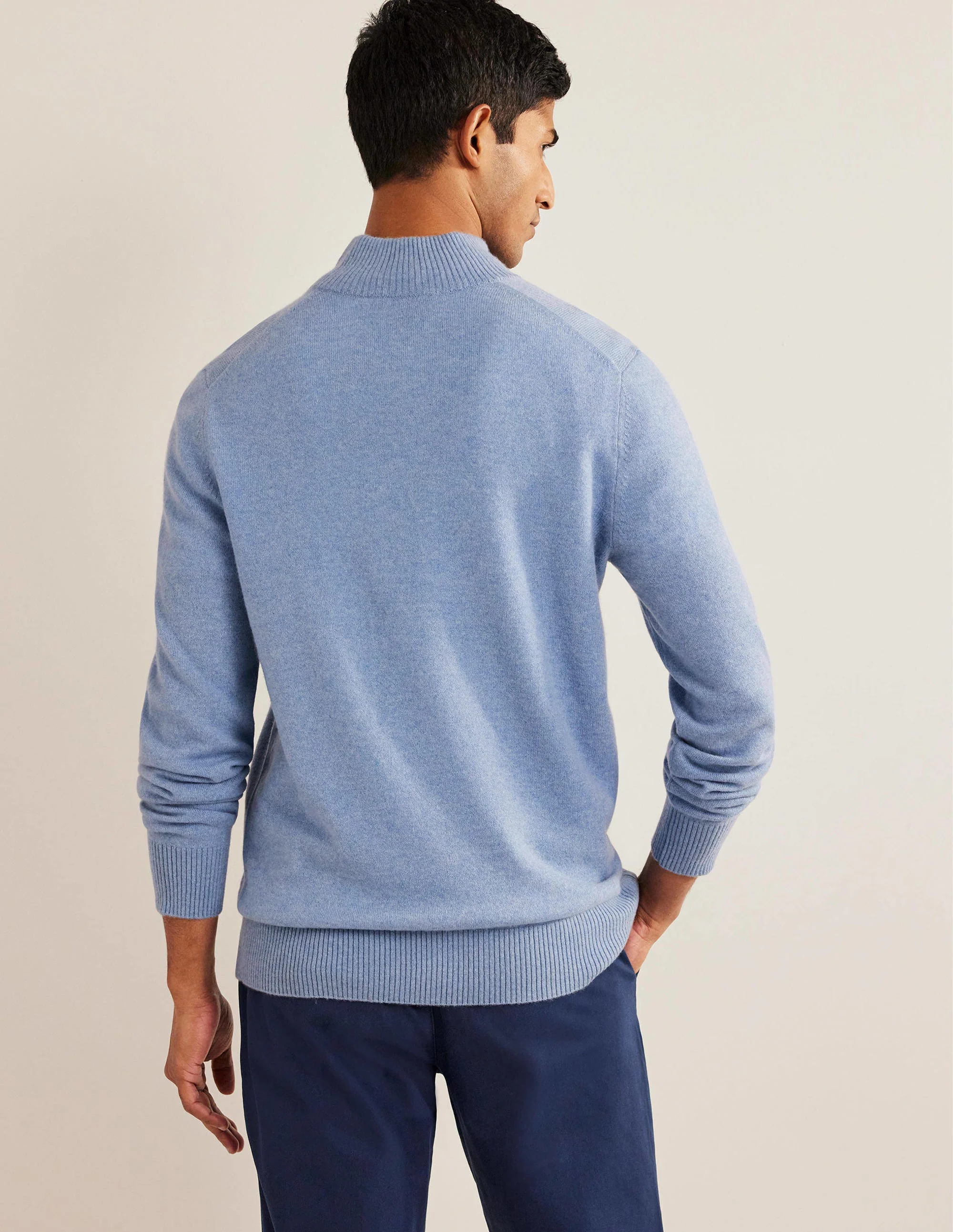 Cashmere Half-Zip Jumper-Dolly Blue - Image 3