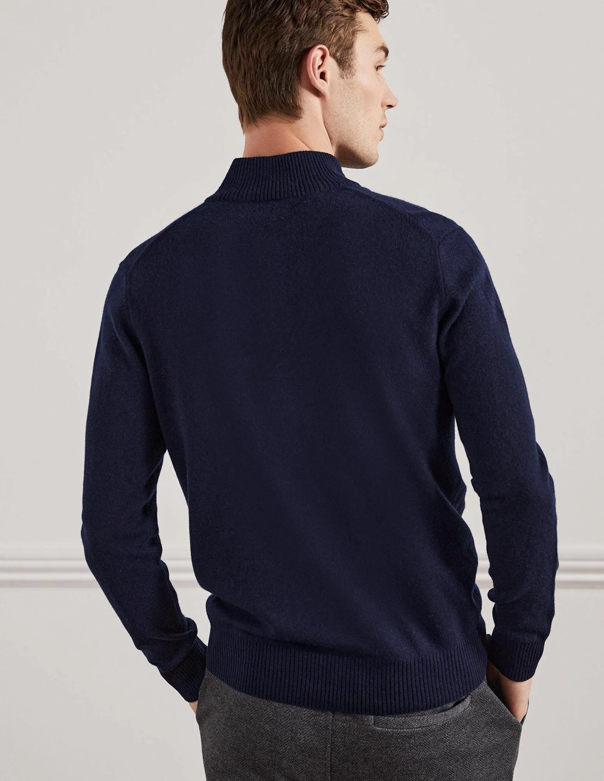 Cashmere Half-Zip Jumper-Navy - Image 7