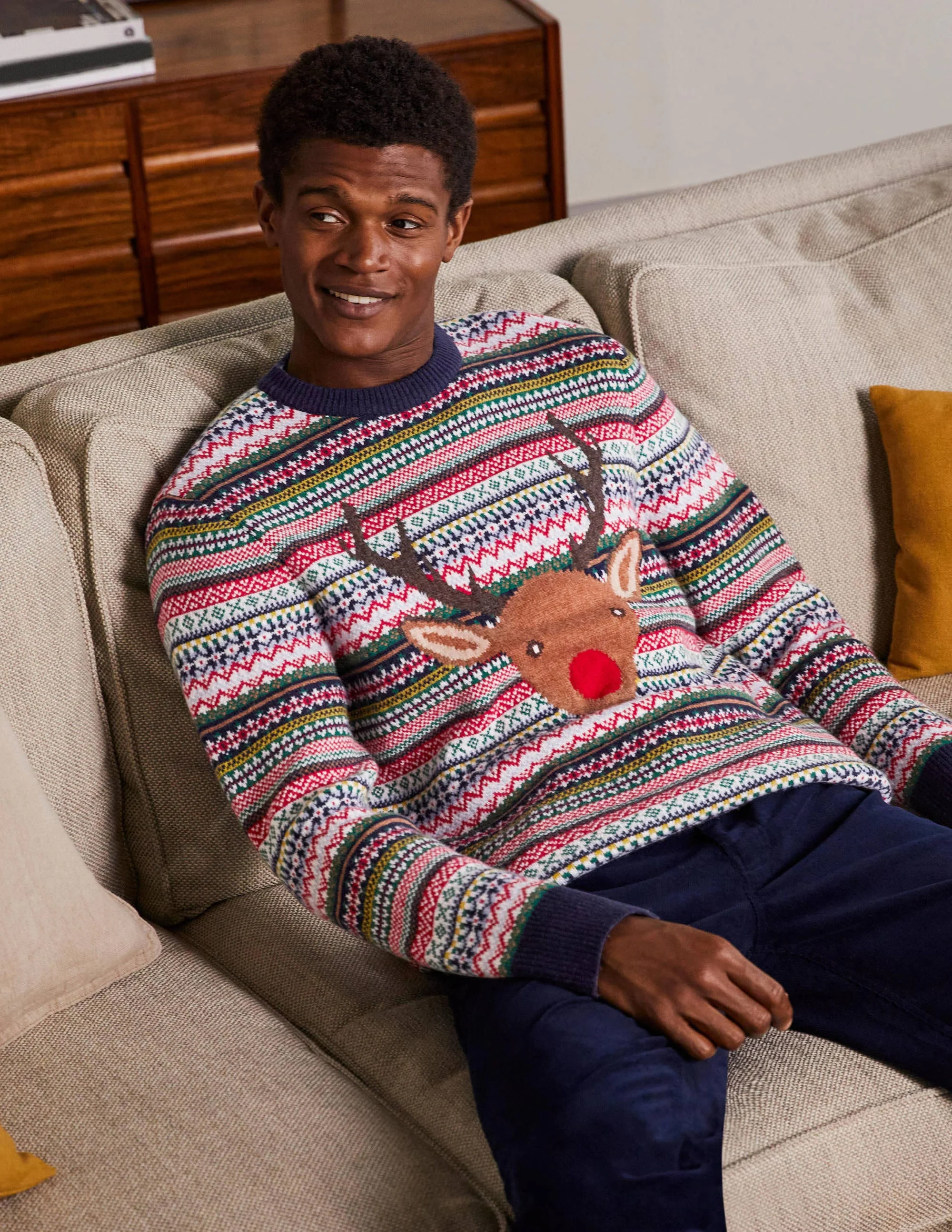 Christmas Crew Neck-Reindeer Fairisle