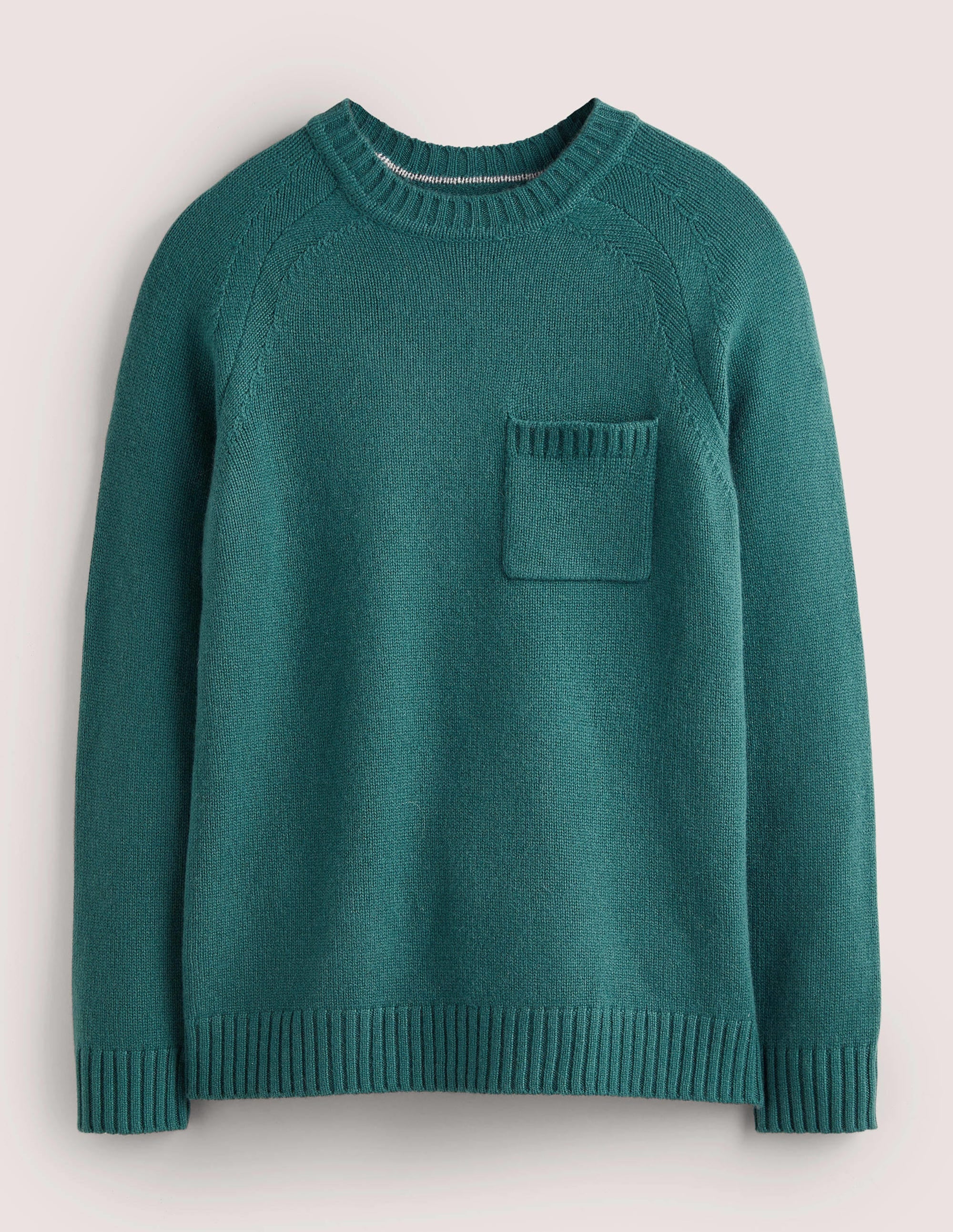 Chunky Cashmere Crew Jumper-Teal - Image 5