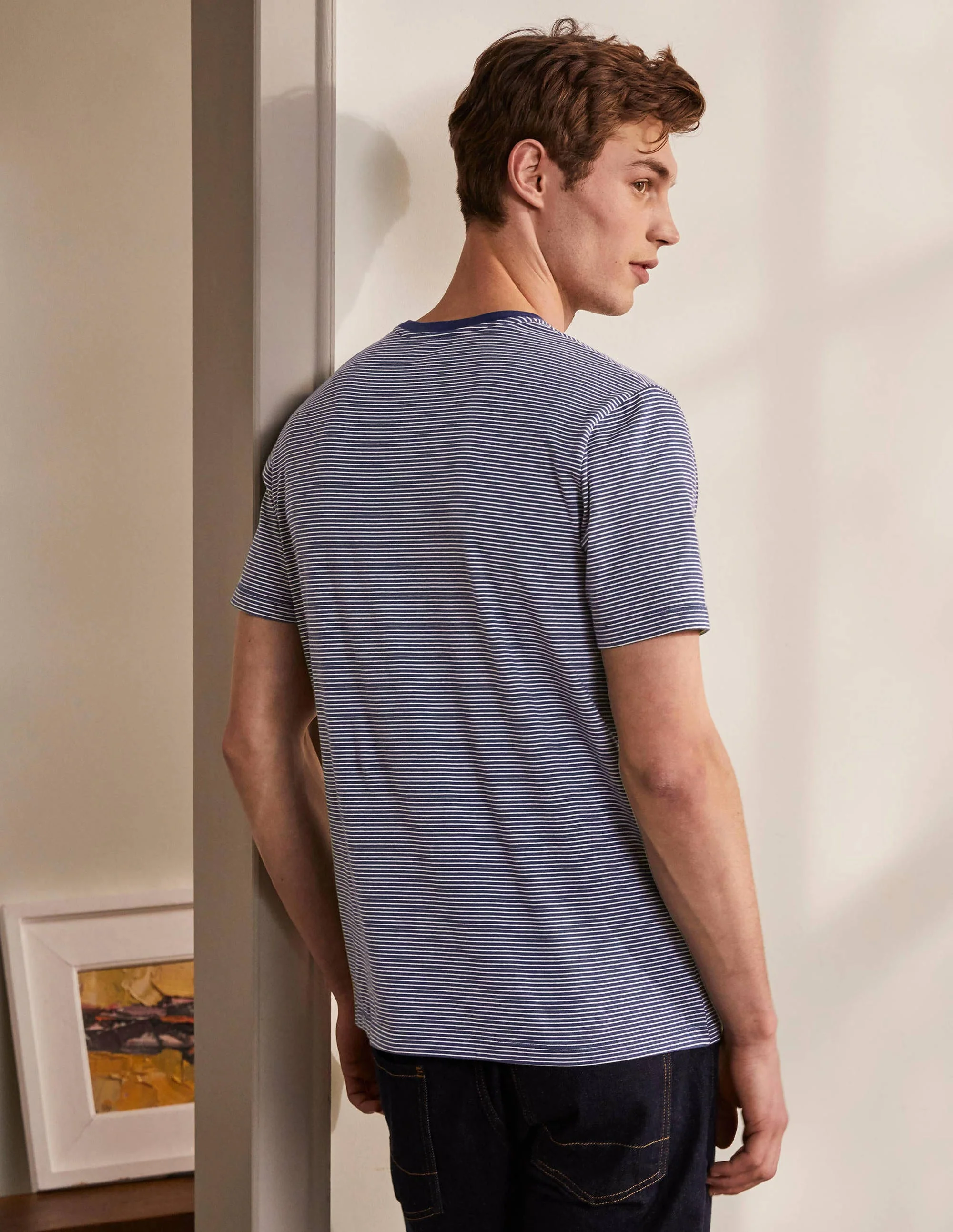 Classic Cotton T-shirt-Beetroot Chest Stripe - Image 3