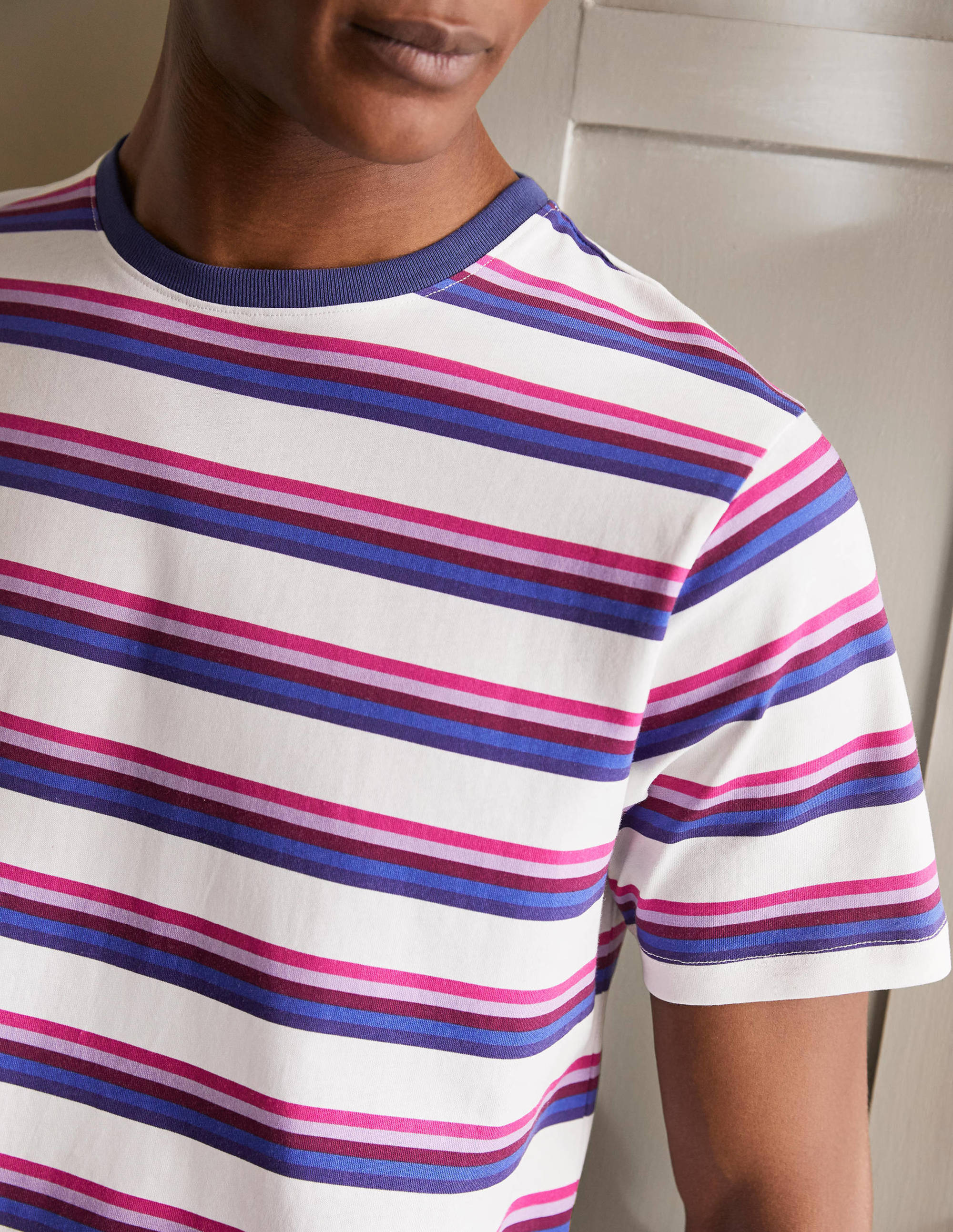 Classic Cotton T-shirt-Beetroot Purple Multi Stripe - Image 2