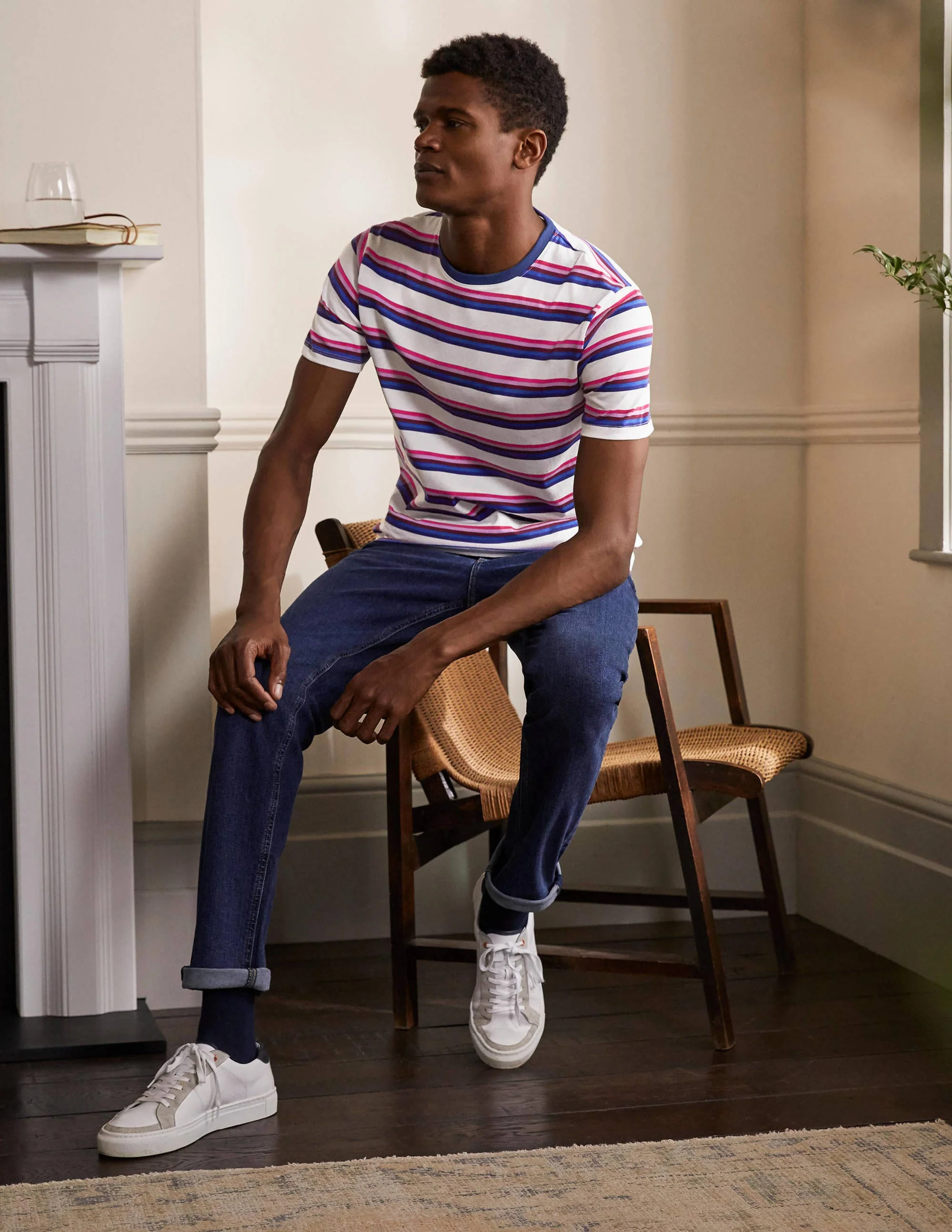 Classic Cotton T-shirt-Beetroot Purple Multi Stripe - Image 4