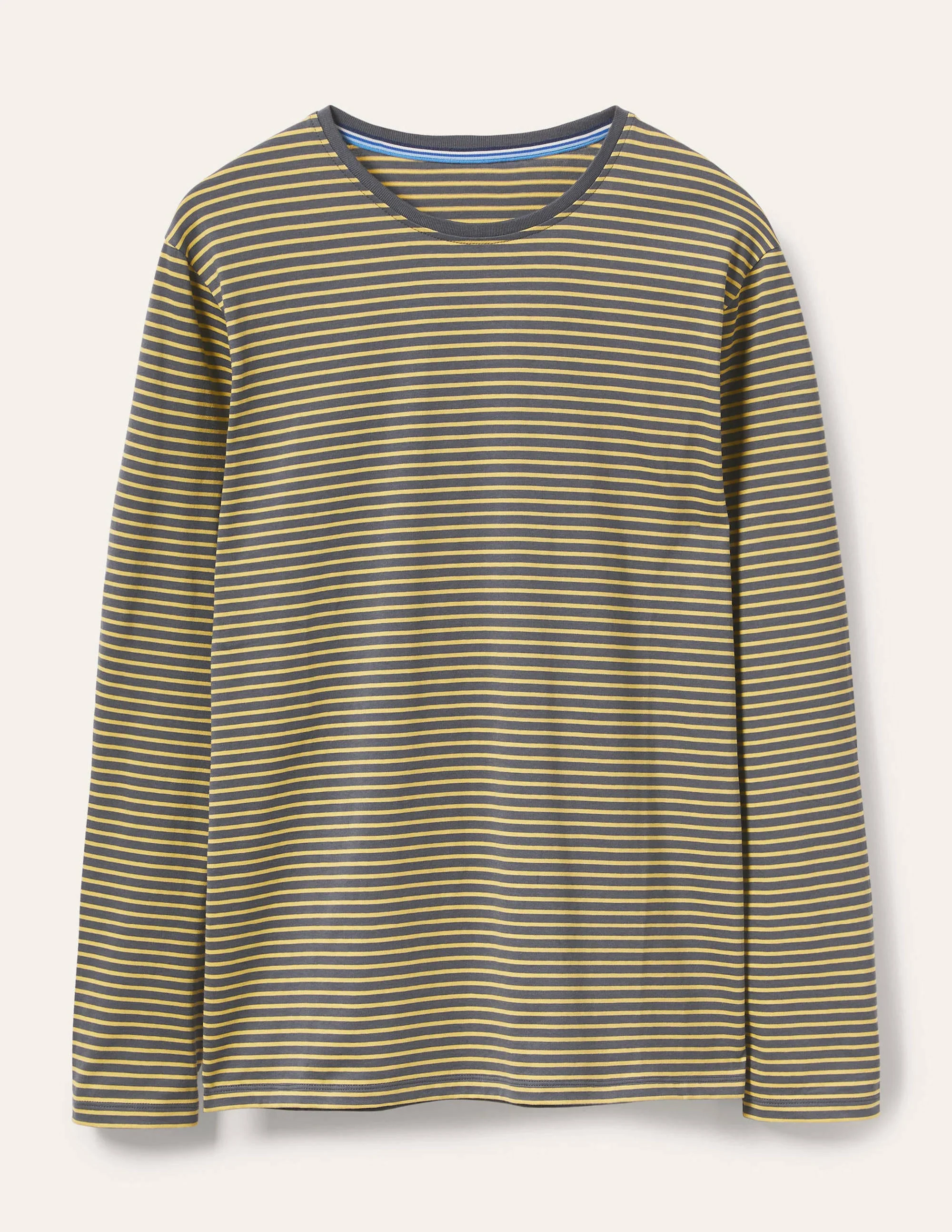 Classic Long-sleeved T-shirt-London Grey/ Soft Lemon Stripe - Image 5