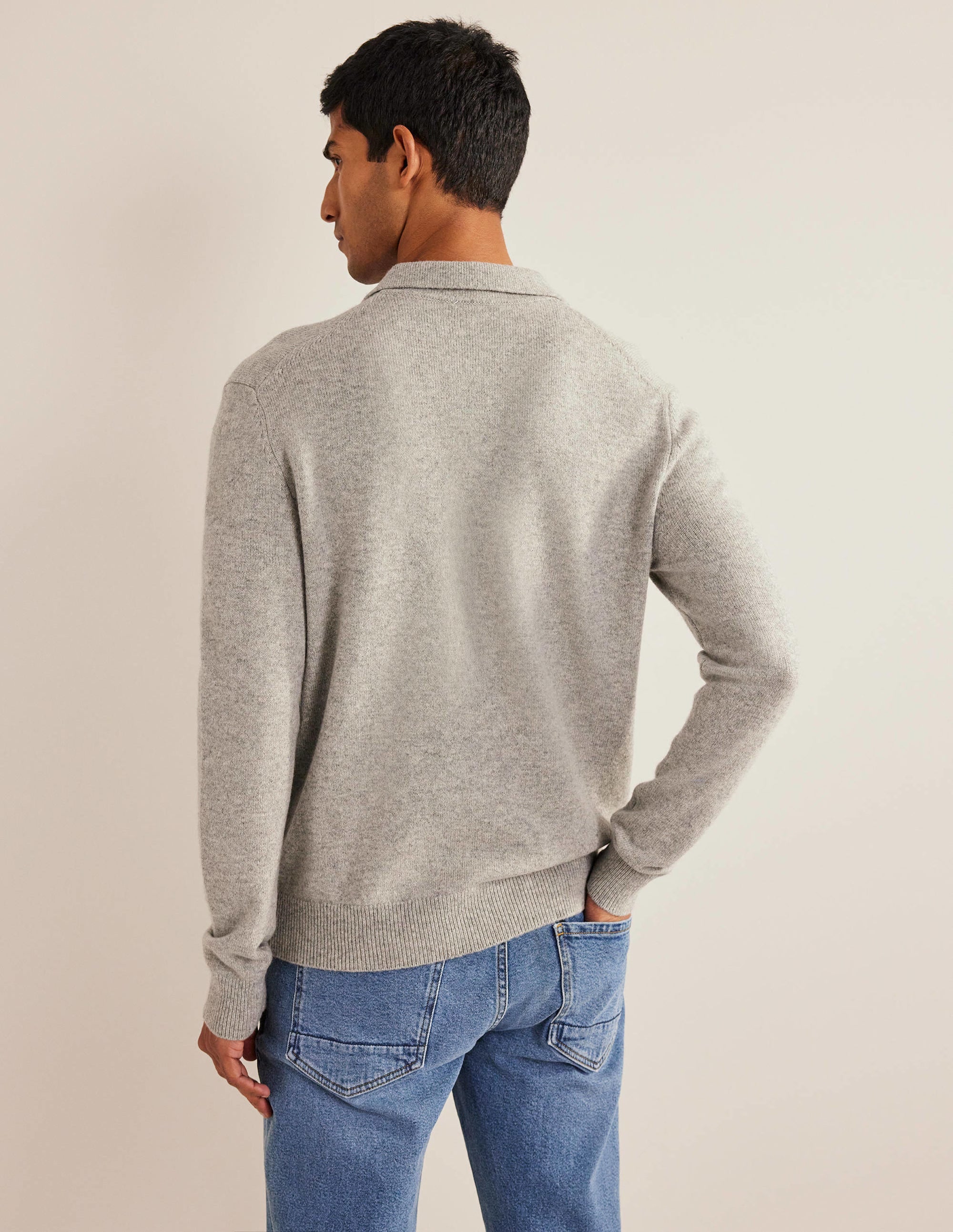 Collar Jumper-Light Grey Melange - Image 3