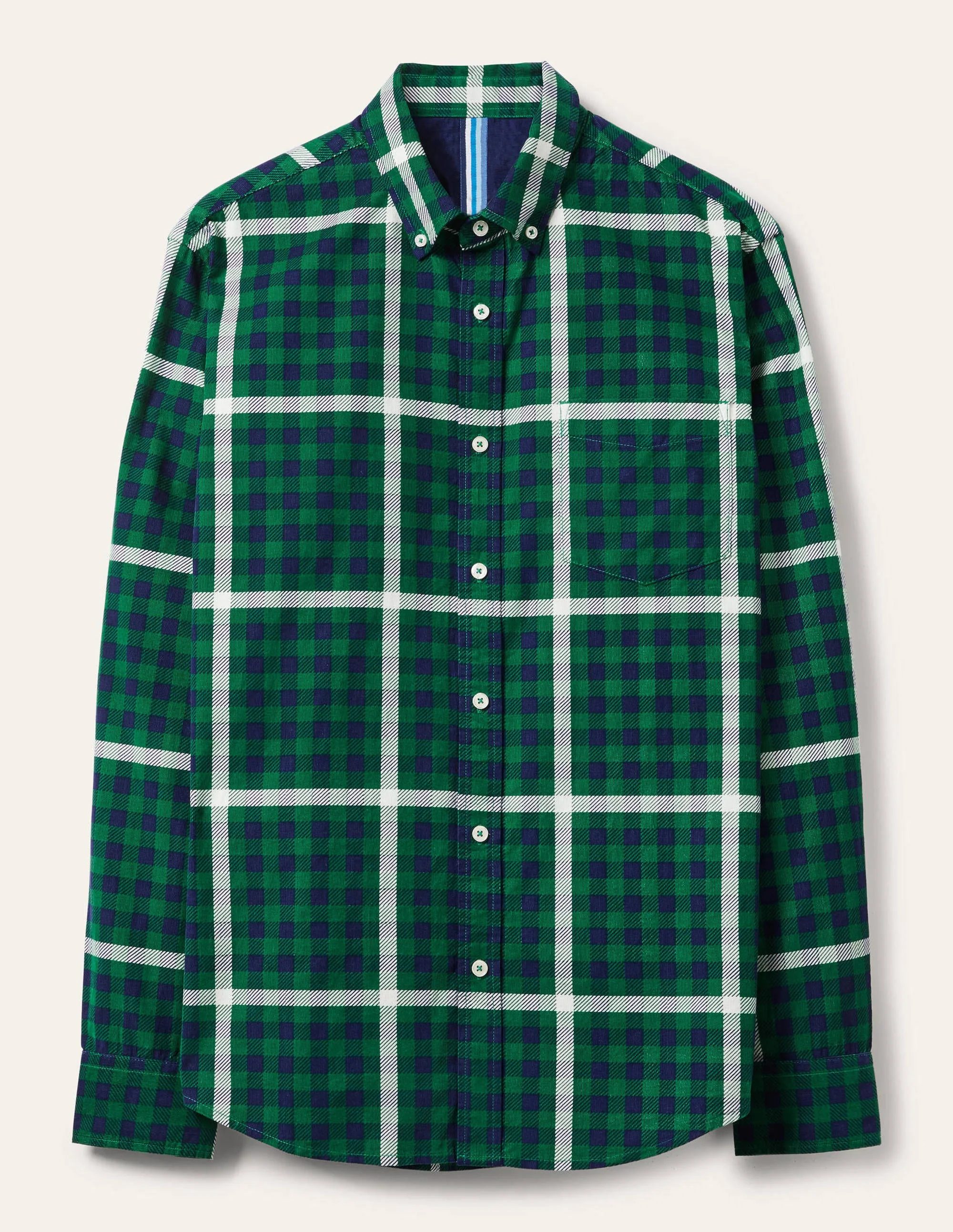Cord Shirt-Garden Green/Space Blue Check - Image 7