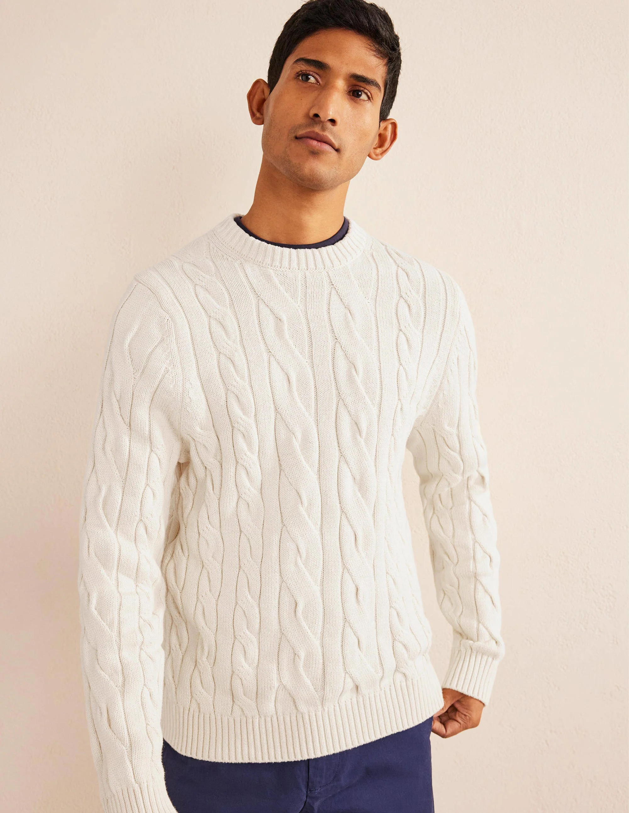 Cotton Cable Crew Neck-Pistachio Shell - Image 4