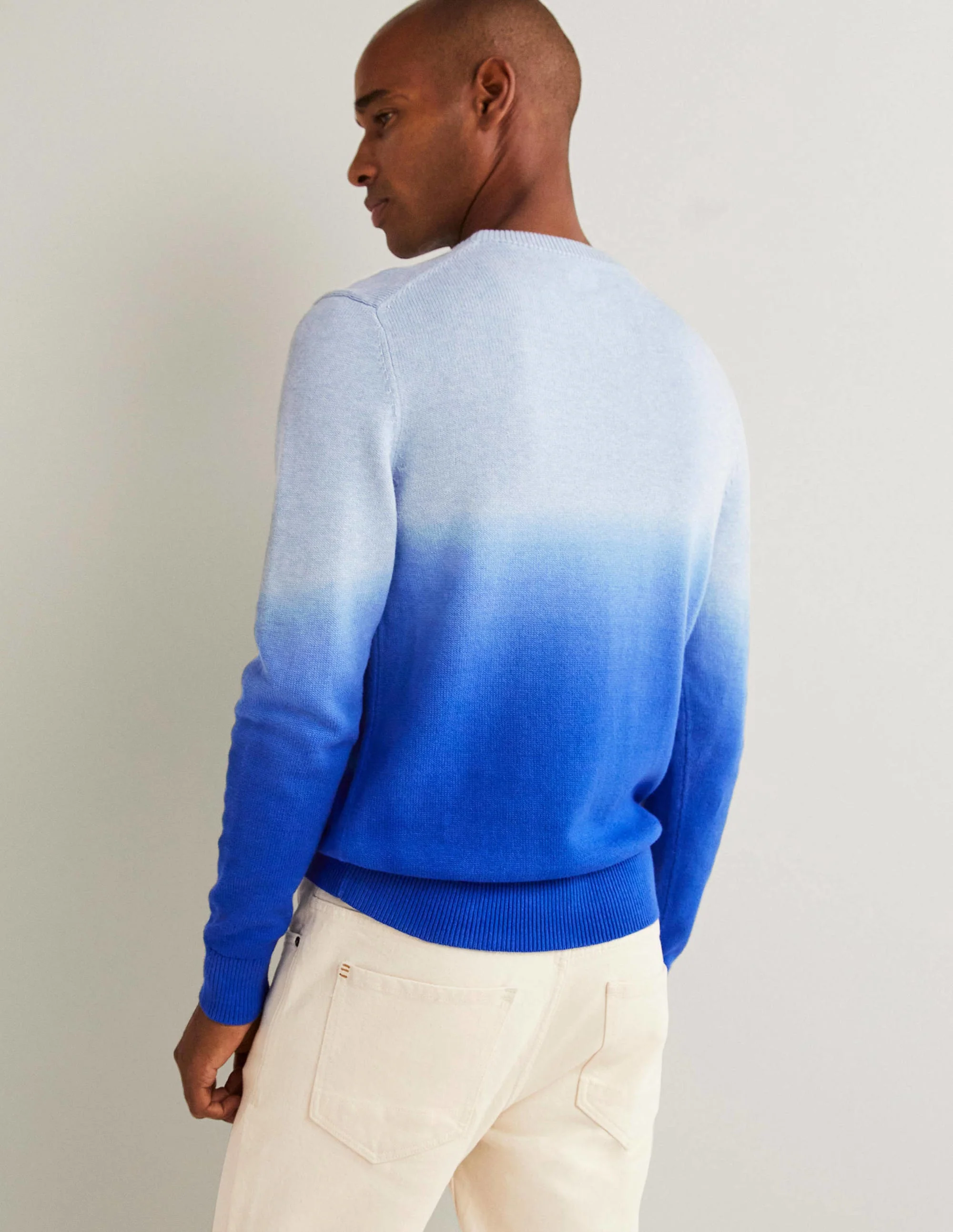 Cotton Crew Neck Jumper-Dip dye - Image 3