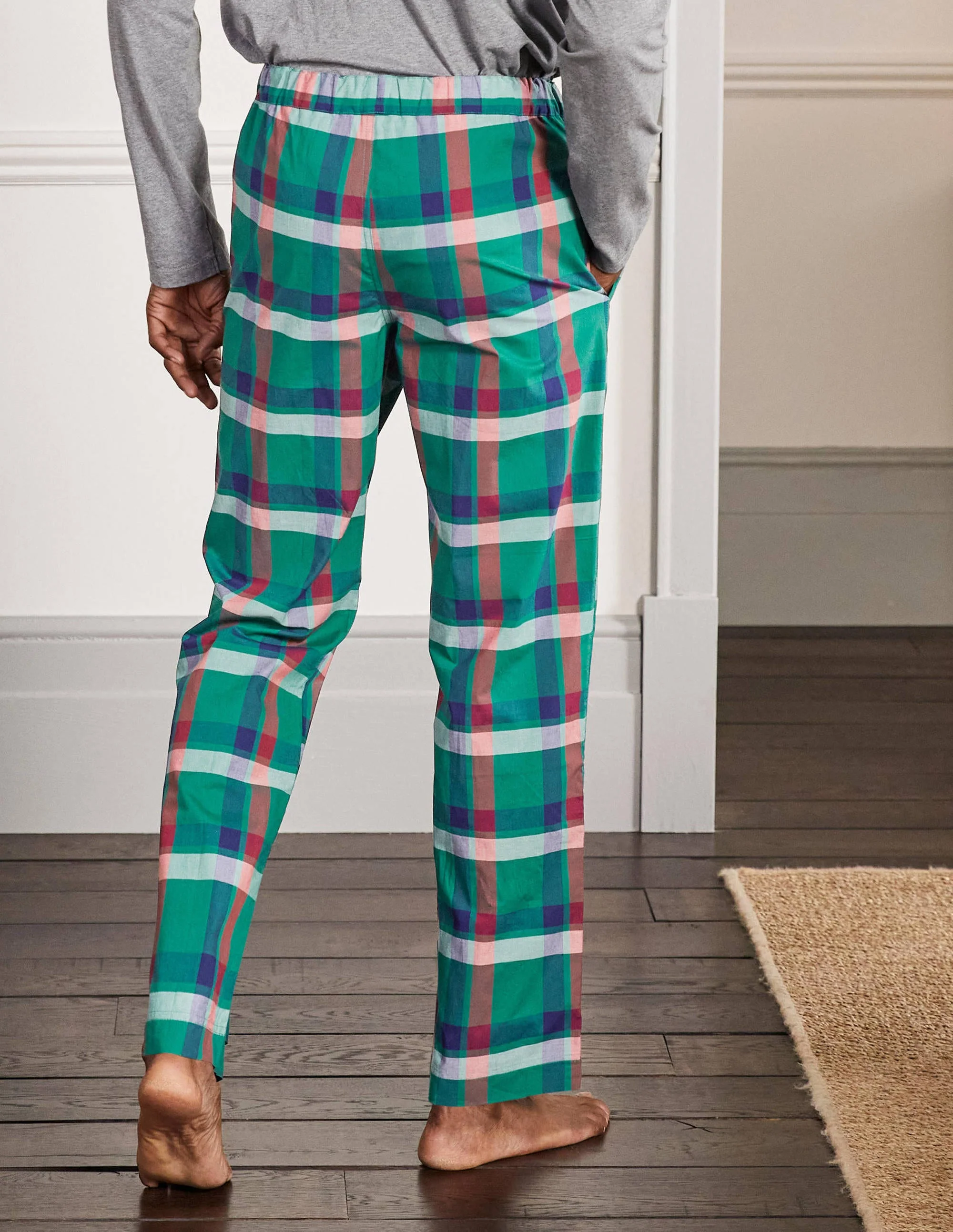 Cotton Poplin Pyjama Bottoms-Mountain Meadow Check - Image 3