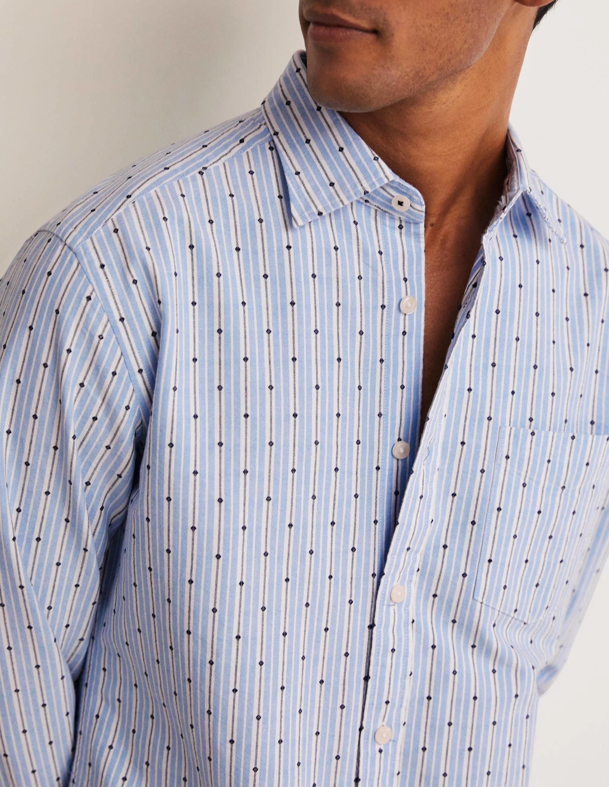 Cutaway Collar Oxford Shirt-Lichen Stripe - Image 2