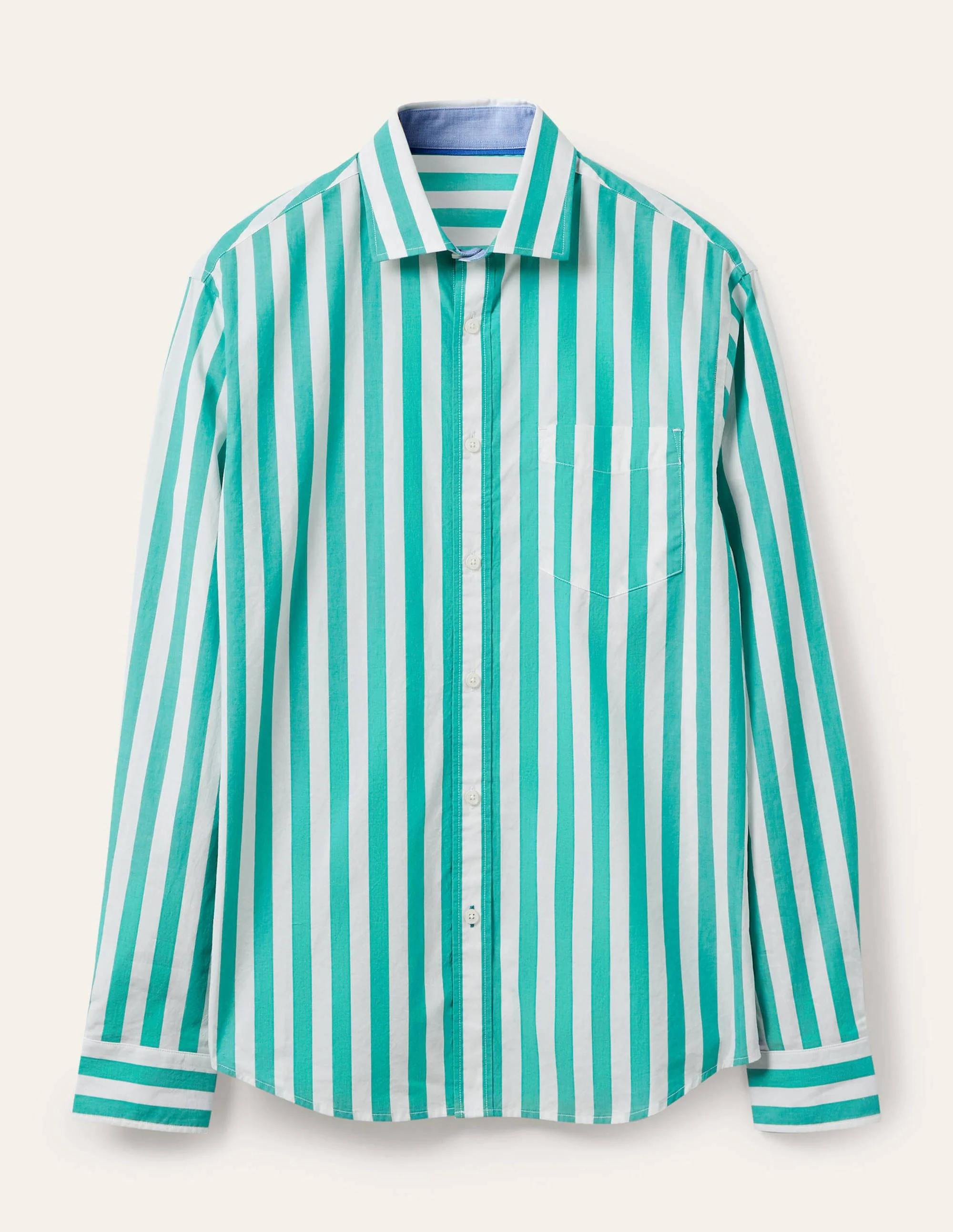 Cutaway Collar Poplin Shirt-Green Pepper Stripe - Image 5