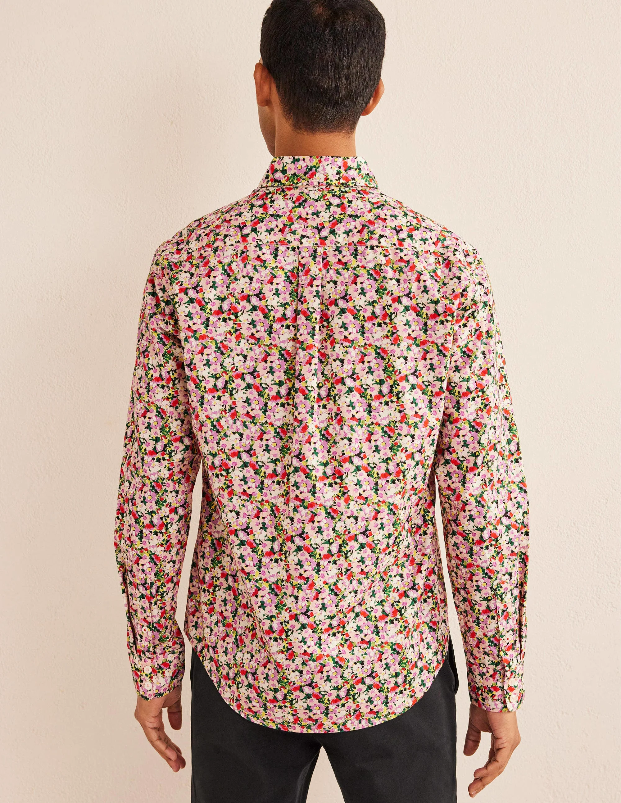 Cutaway Collar Twill Shirt-Small Painted Floral - Image 3