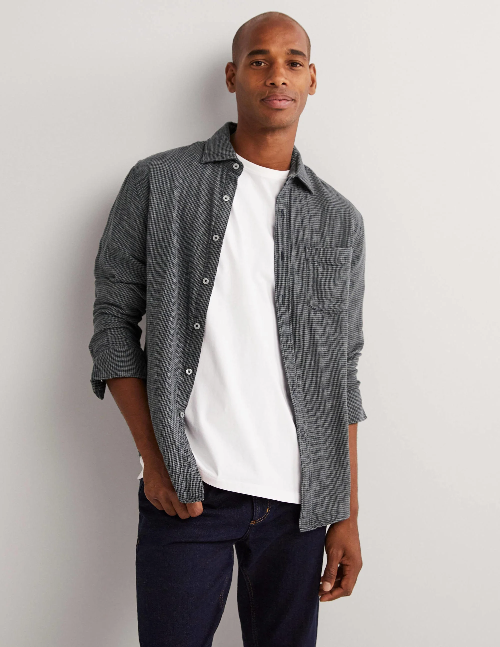 Cutaway Double Cloth Shirt-Charcoal Grey - Image 4