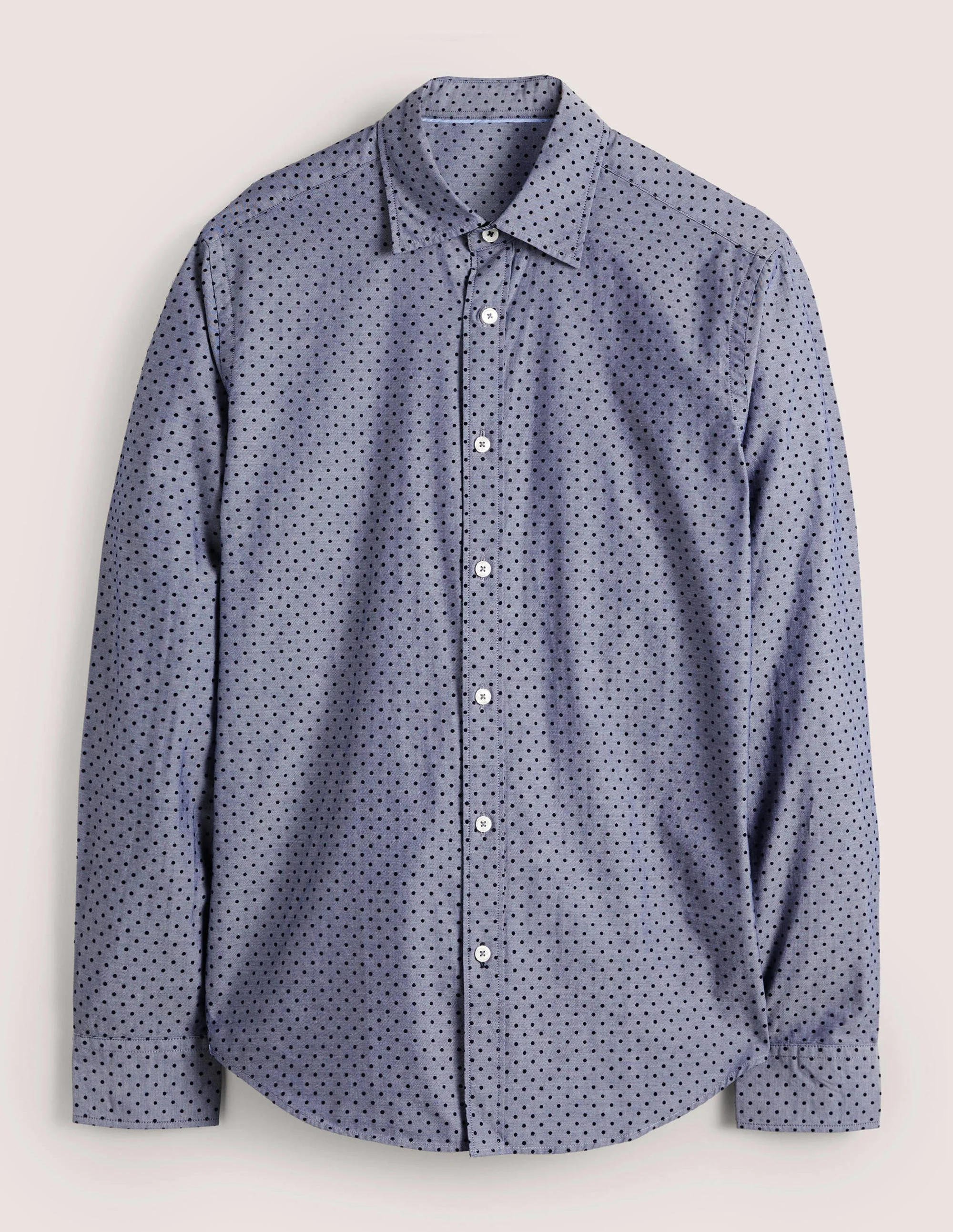 Cutaway Twill Slim Fit Shirt-Blue Flocked Spot - Image 5