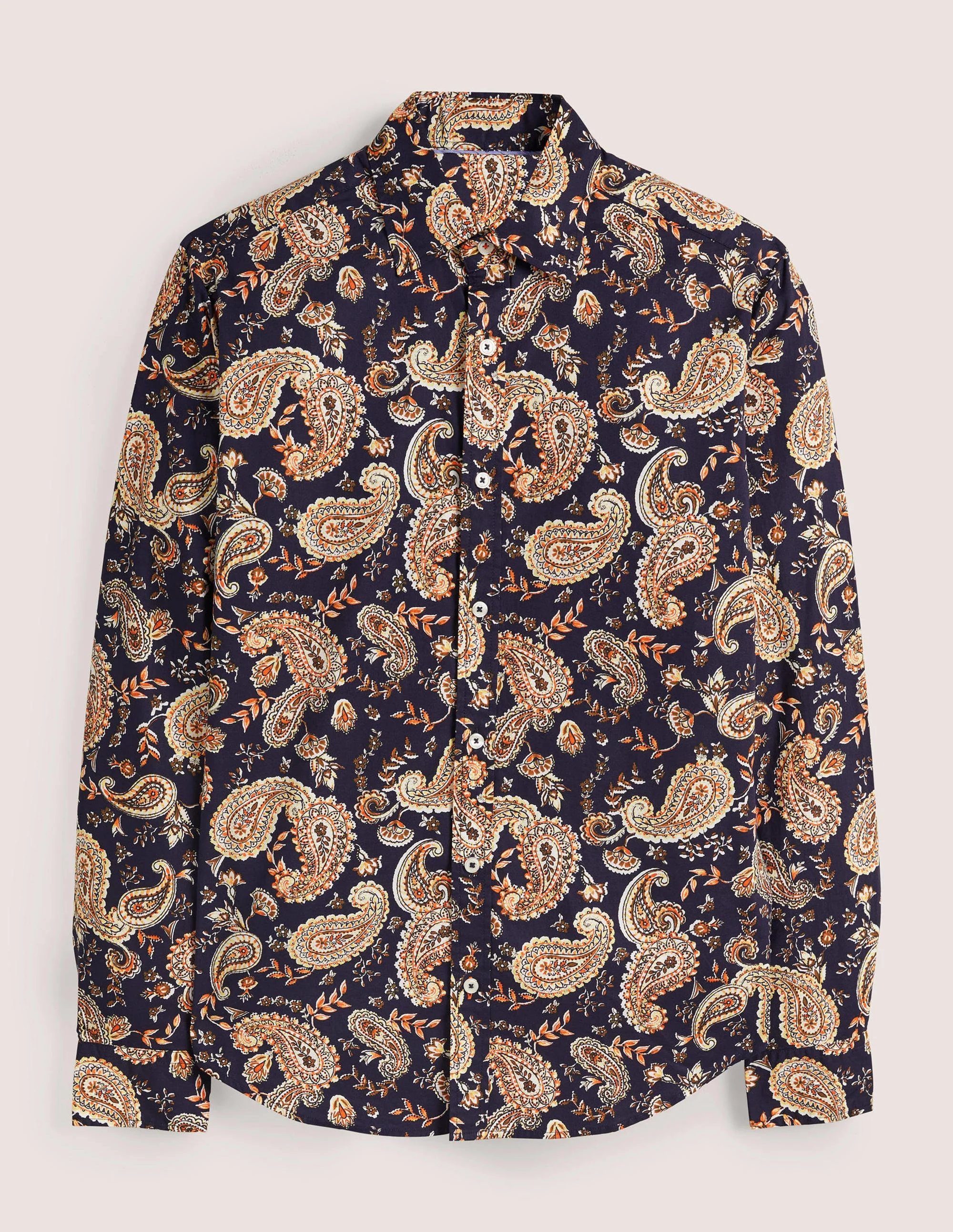 Cutaway Twill Slim Fit Shirt-Navy Paisley Floral - Image 6